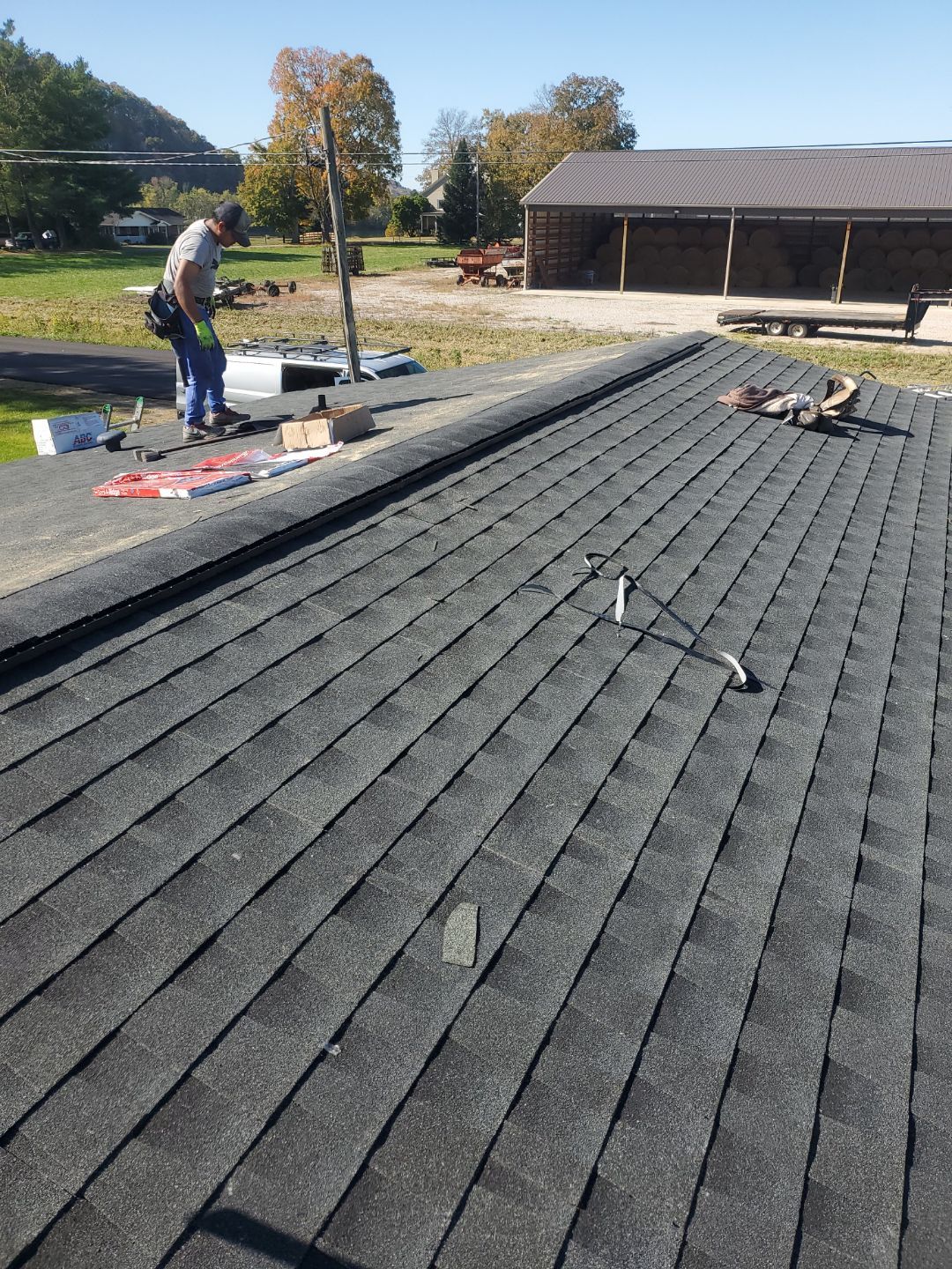 Residential Roofing Installation using GAF Timberline HDZ Biscayne Blue by Rainstoppers Roofing