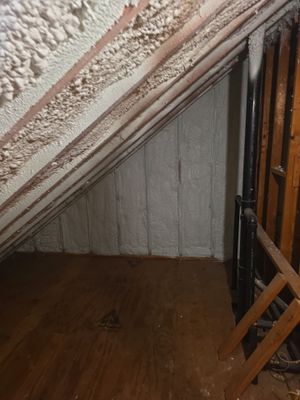 Closed cell spray foam insulation in side attics and basement rim joists in Burnsville MN