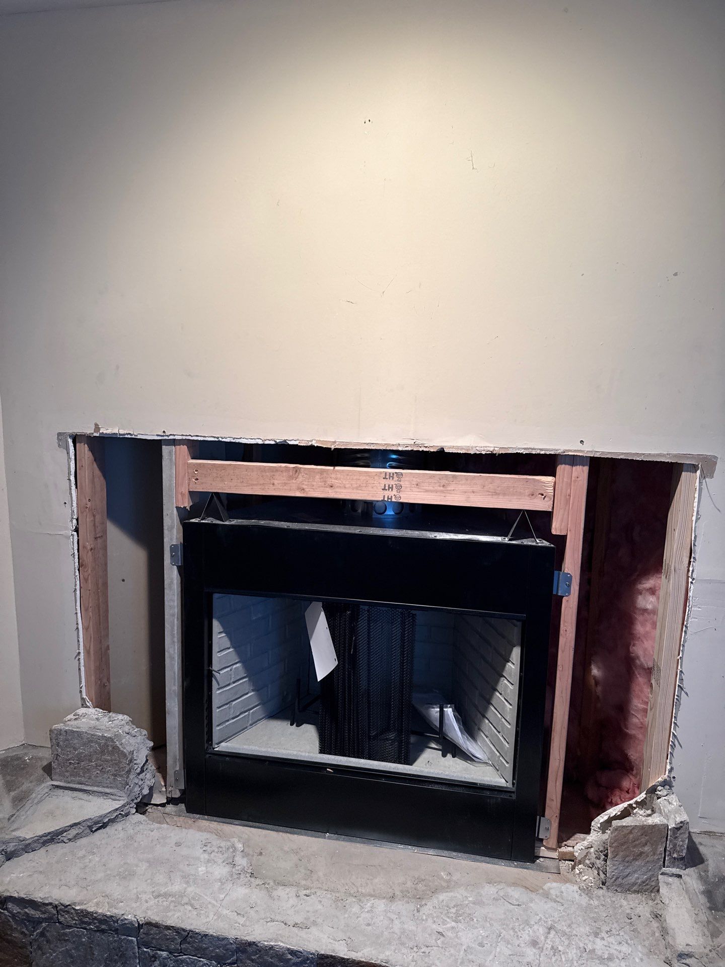 Wood Fireplace w/ Reused Stone by Neighborhood Chimney Services 