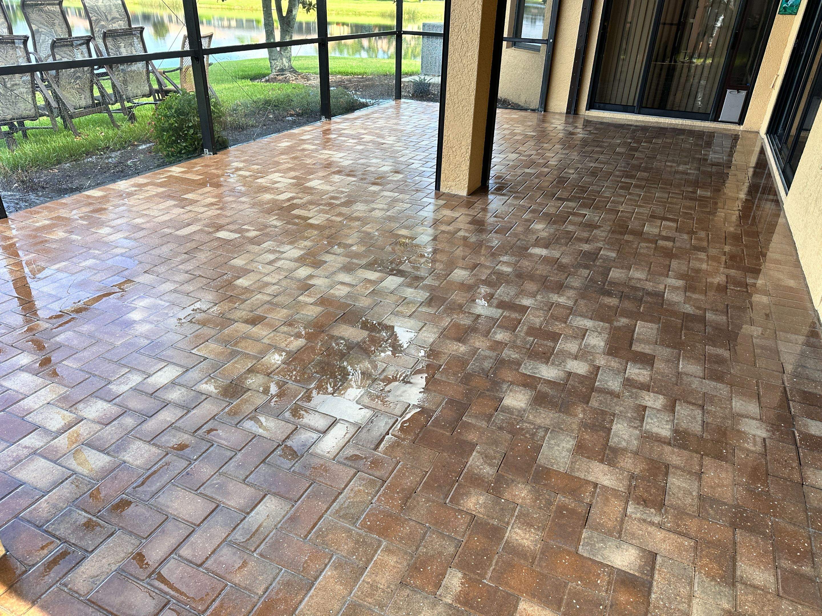Herringbone Paver Stripping and Sealing for Apollo Beach Lanai by Supreme Paver Experts
