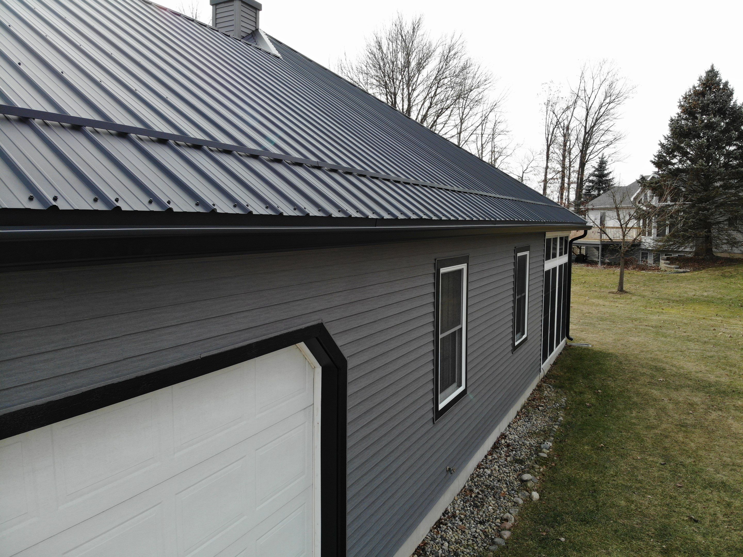 Black Frost Exposed Fastener Metal Roof in Fort Wayne, Indiana by 4Ever Metal Roofing