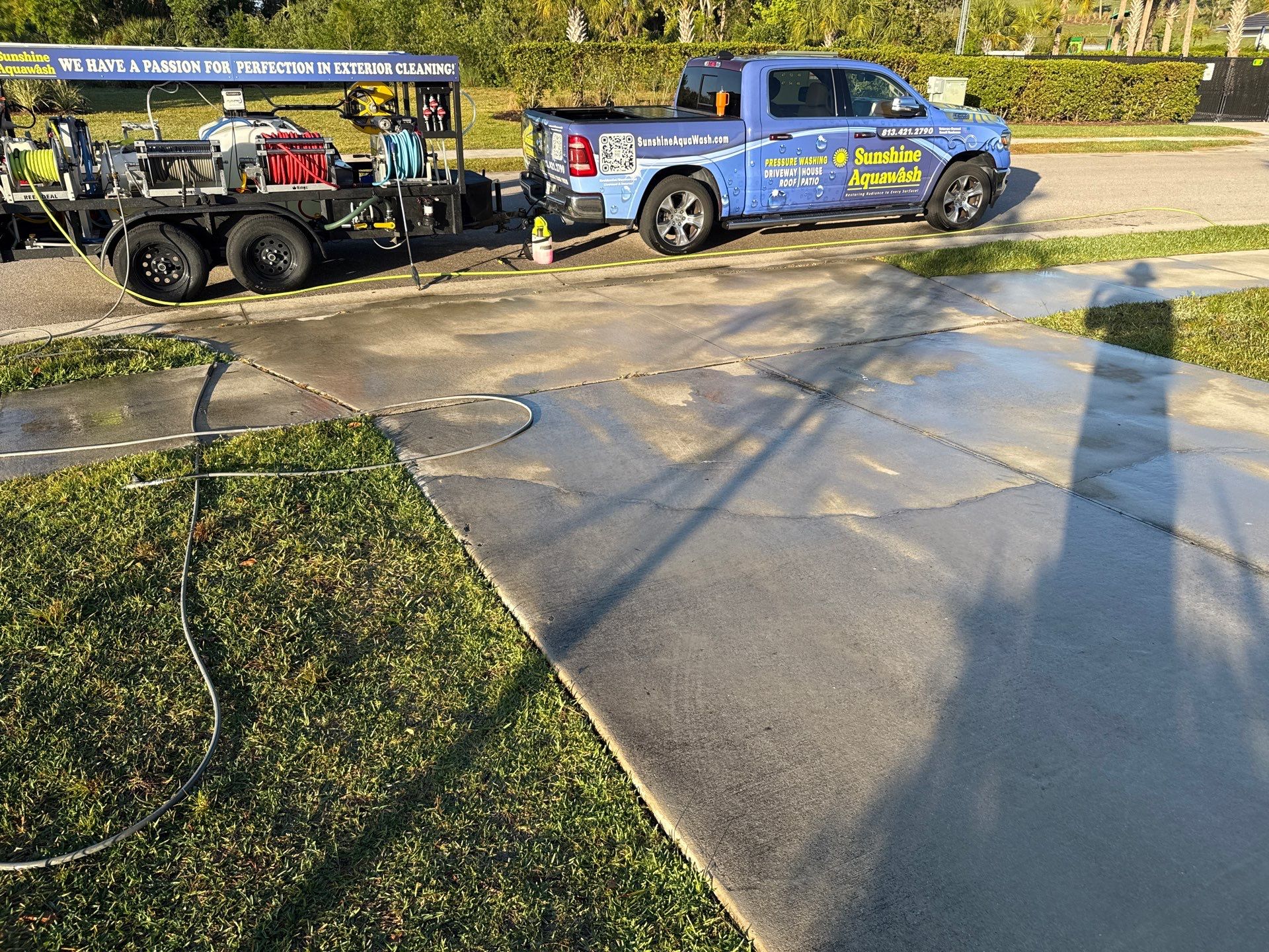 Oil Stain Removal & Concrete Cleaning – The Heights Community, Bradenton, FL by Sunshine AquaWash