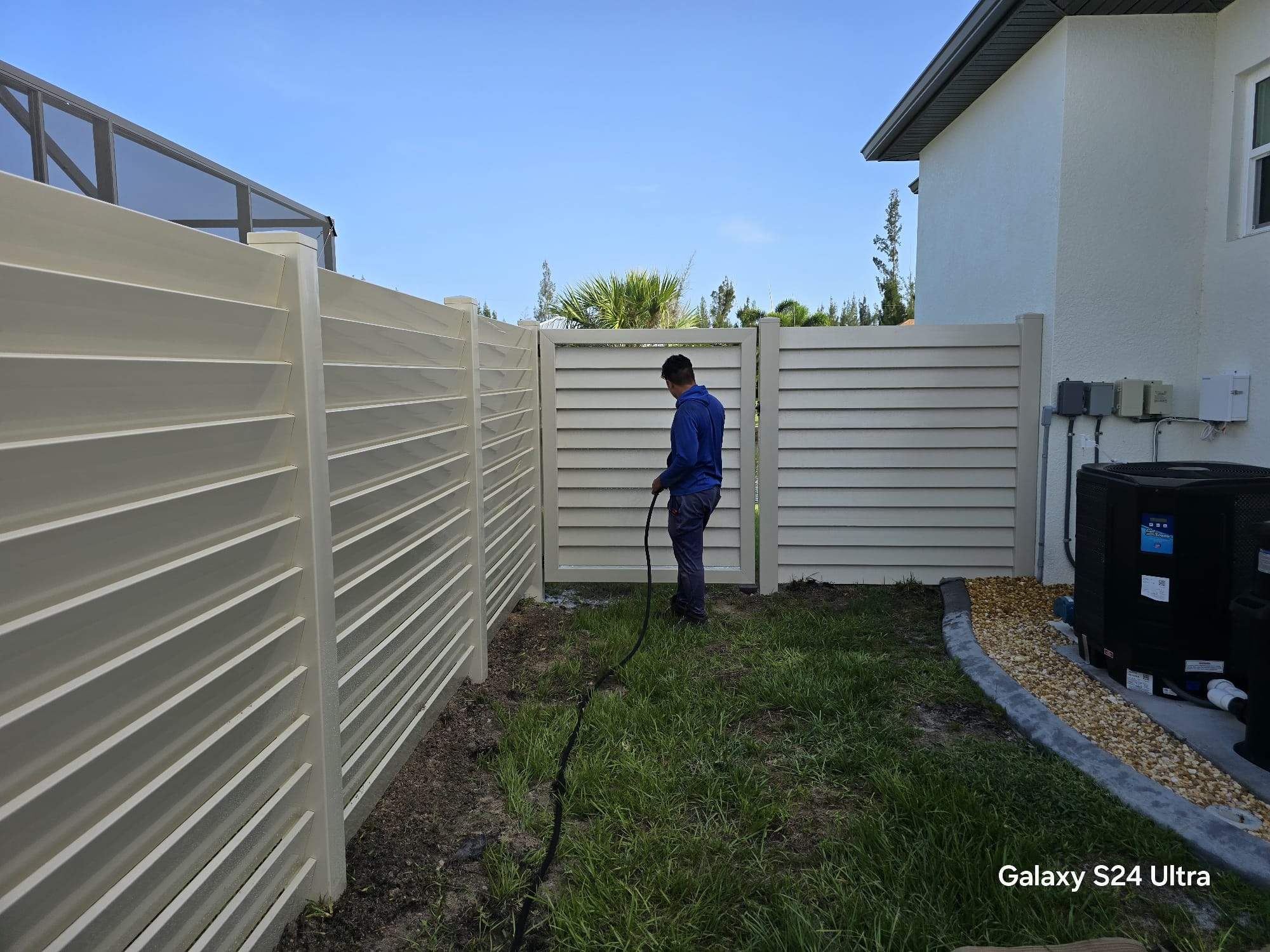 Tan Louvered Vinyl in Port Charlotte by True Fence LLC