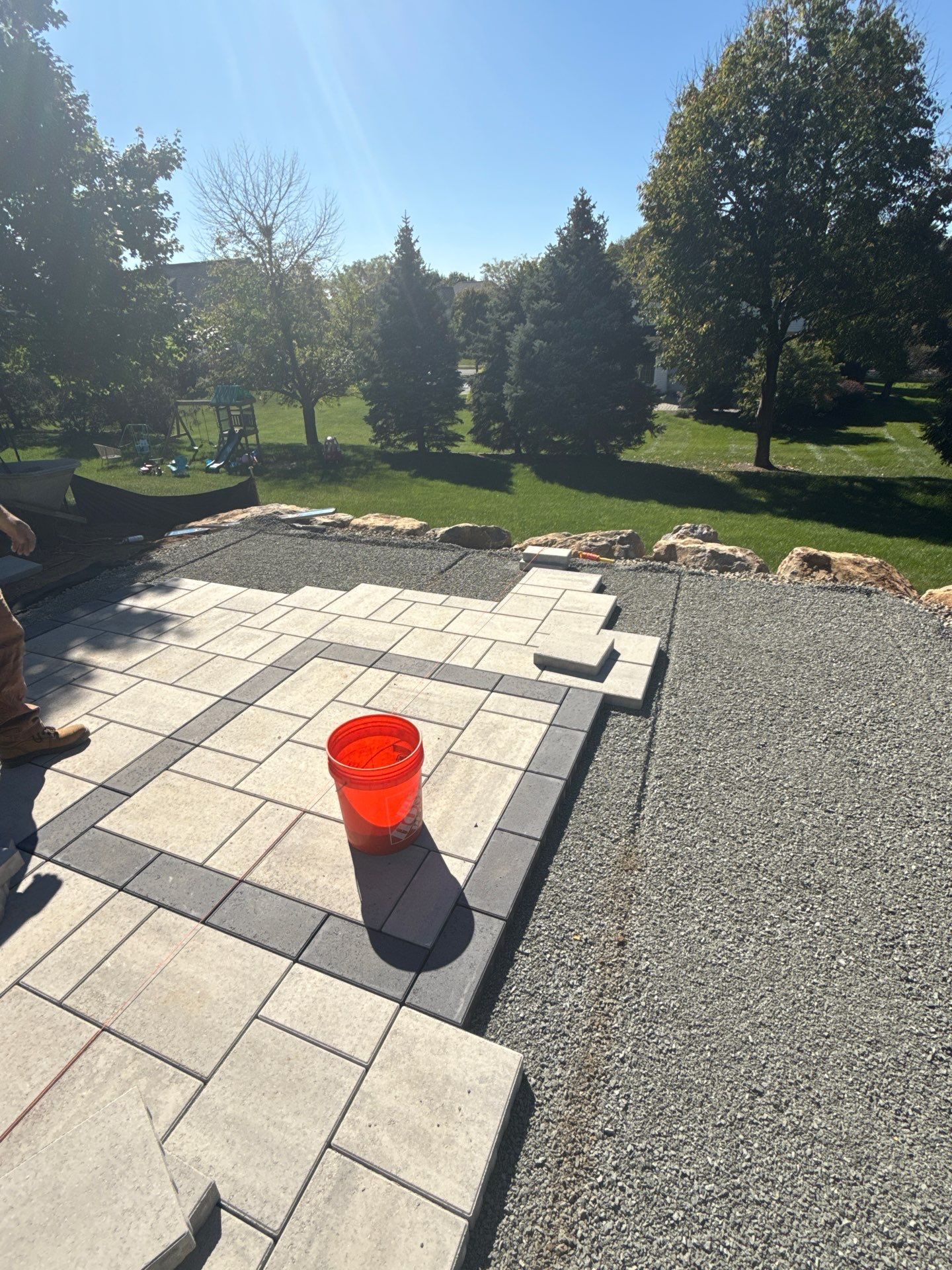 Backyard Retreat: Techo-Bloc Patio + Firepit Lounge by Saylor’s Lawn & Landscape