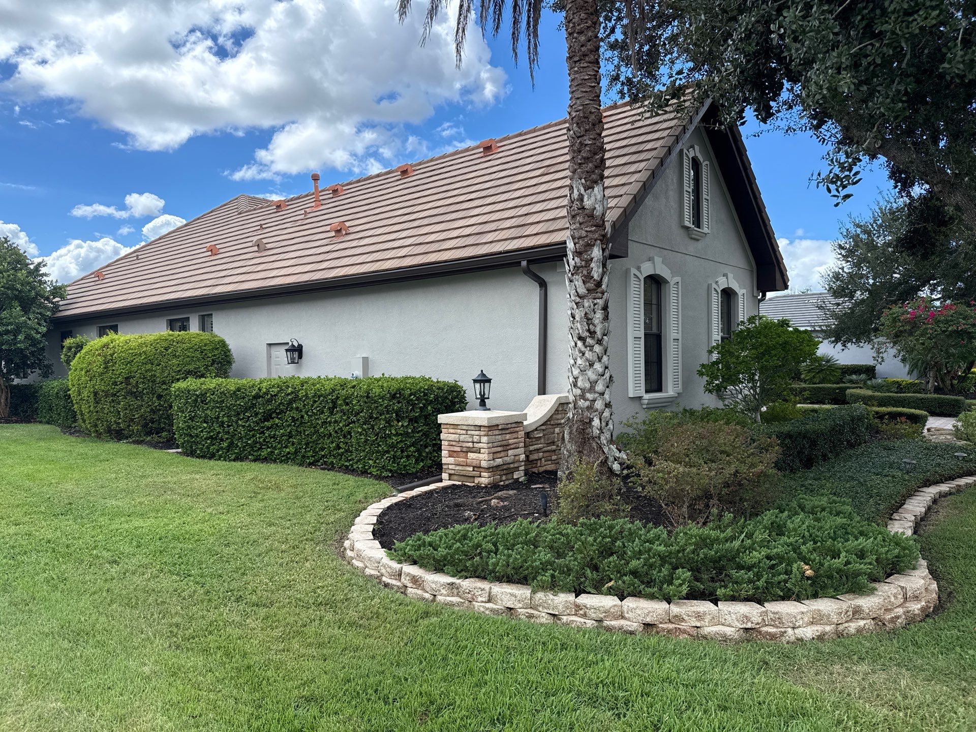 Tile Roof, Paver Pool Deck & Flowerbed Curbing Cleaning | Winding River Bradenton, FL Transformation by Sunshine AquaWash
