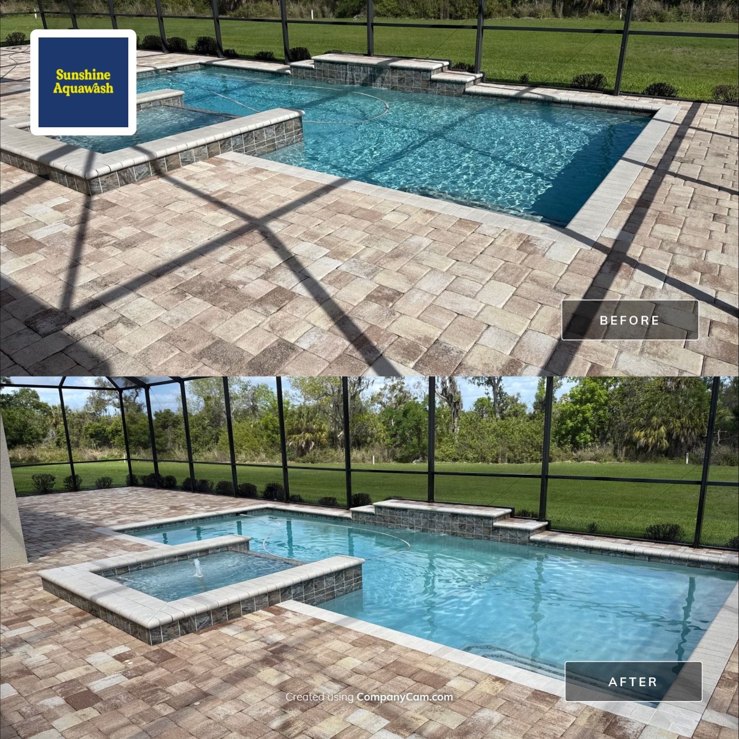 We recently completed a tile roof cleaning in the Vivienda at Bradenton community. The roof had visible algae buildup, which is common in Florida’s humid climate—especially on shaded areas.  For this project, we safely cleaned the roof using a ladder and ground-based soft wash application—no walking on the tile roof. This approach helps prevent cracked or broken tiles while still delivering a thorough, even cleaning.  Our soft washing process targets and eliminates algae at the root, restoring the roof’s appearance and helping extend its lifespan.  At Sunshine AquaWash, we prioritize safety, proper technique, and long-lasting results on every roof cleaning project. by Sunshine AquaWash