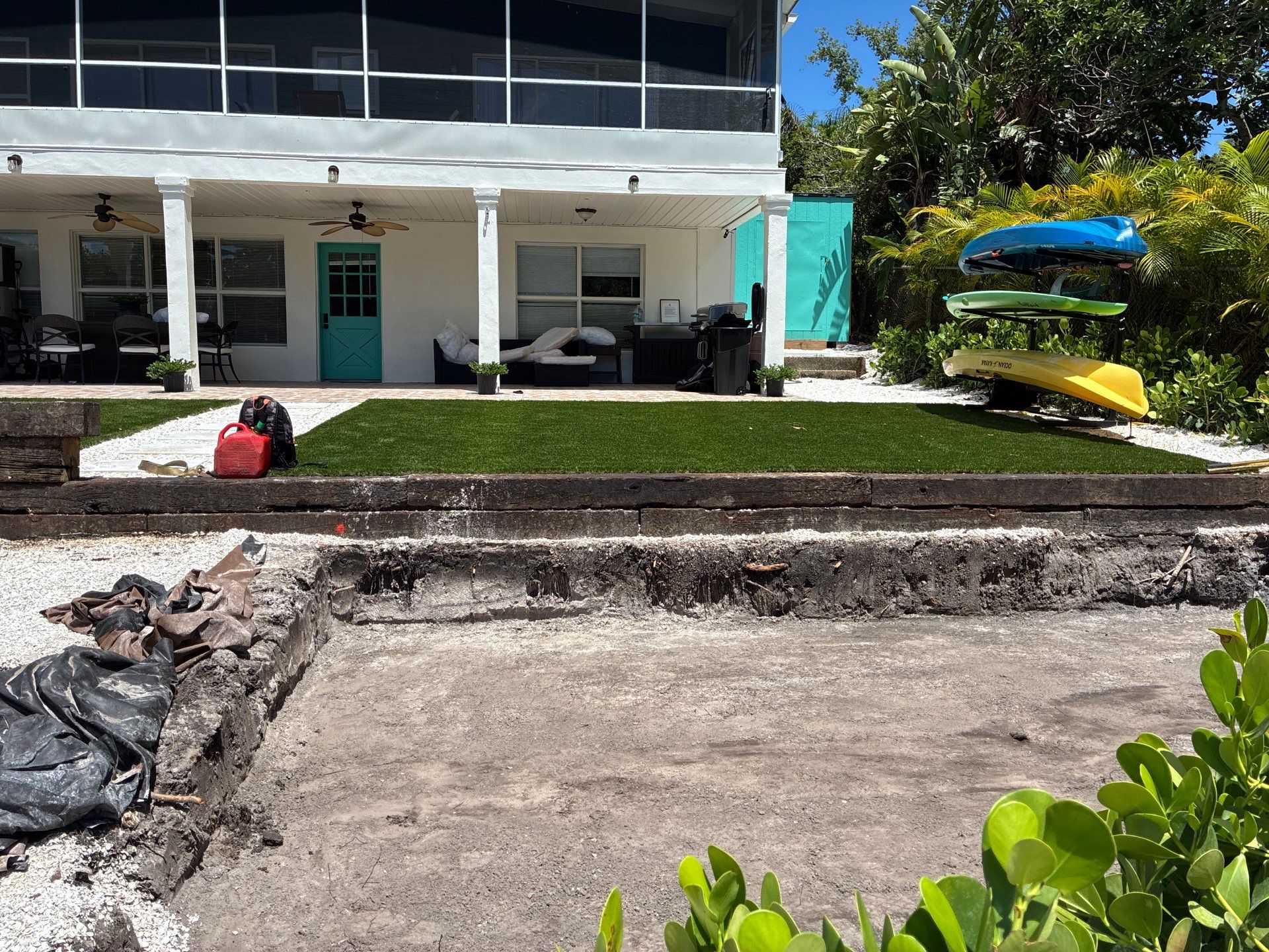 Grading back yard oasis by Level One Grading