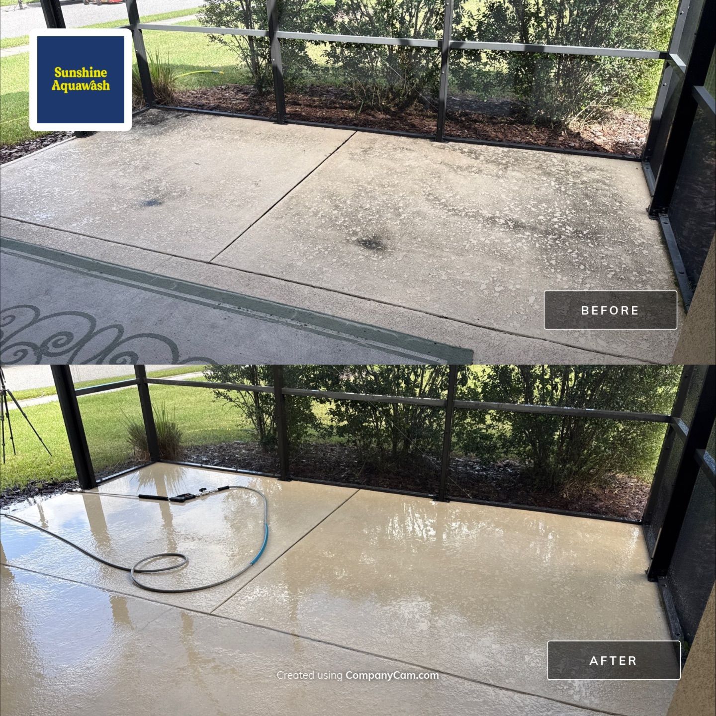 Driveway, Sidewalk & Lanai Cleaning Transformation | Forest Creek Parrish, FL by Sunshine AquaWash