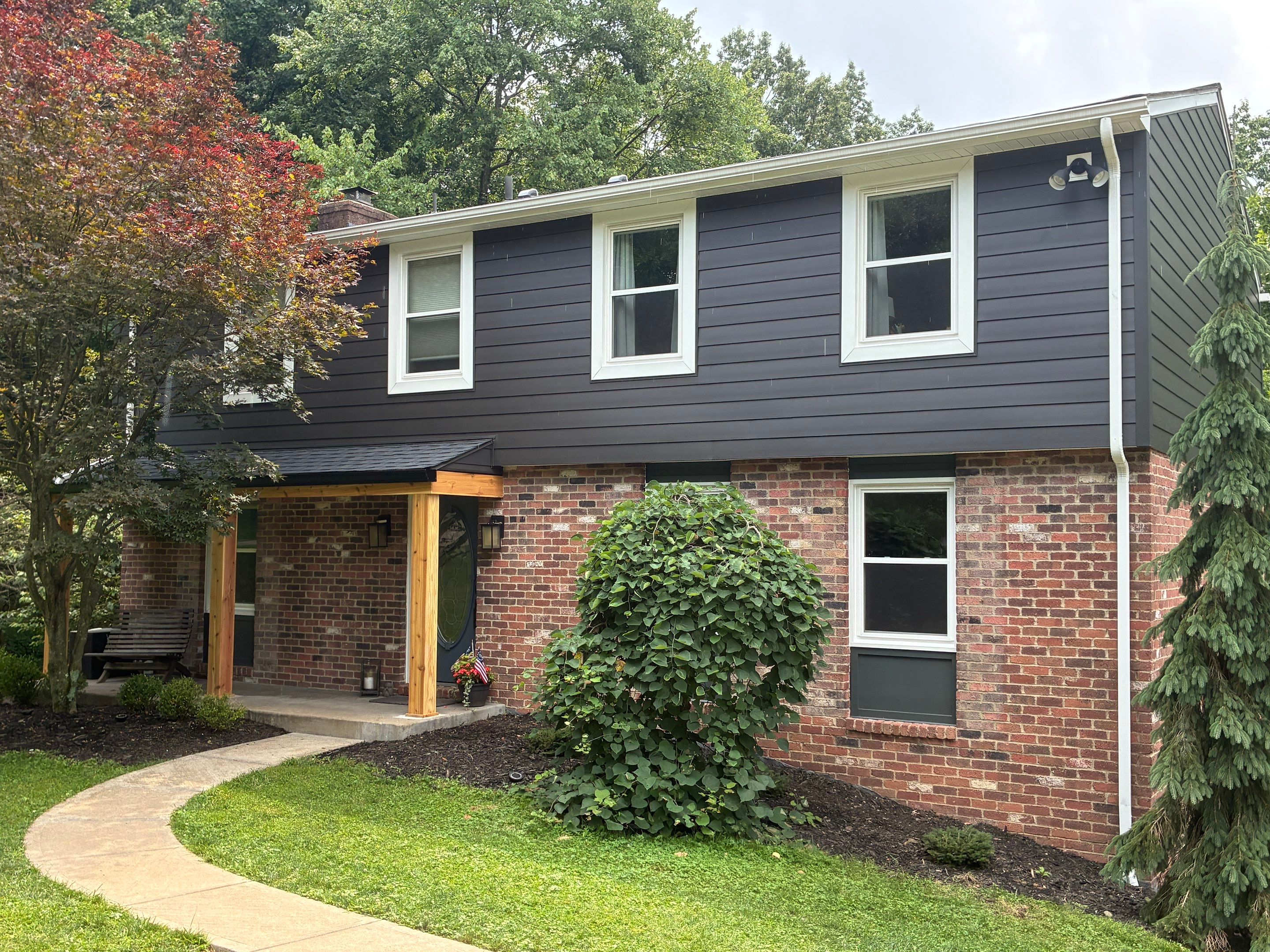 Ascend Siding Replacement and Custom Cedar Porch Renovation in Allison Park by Ideal Siding Pittsburgh