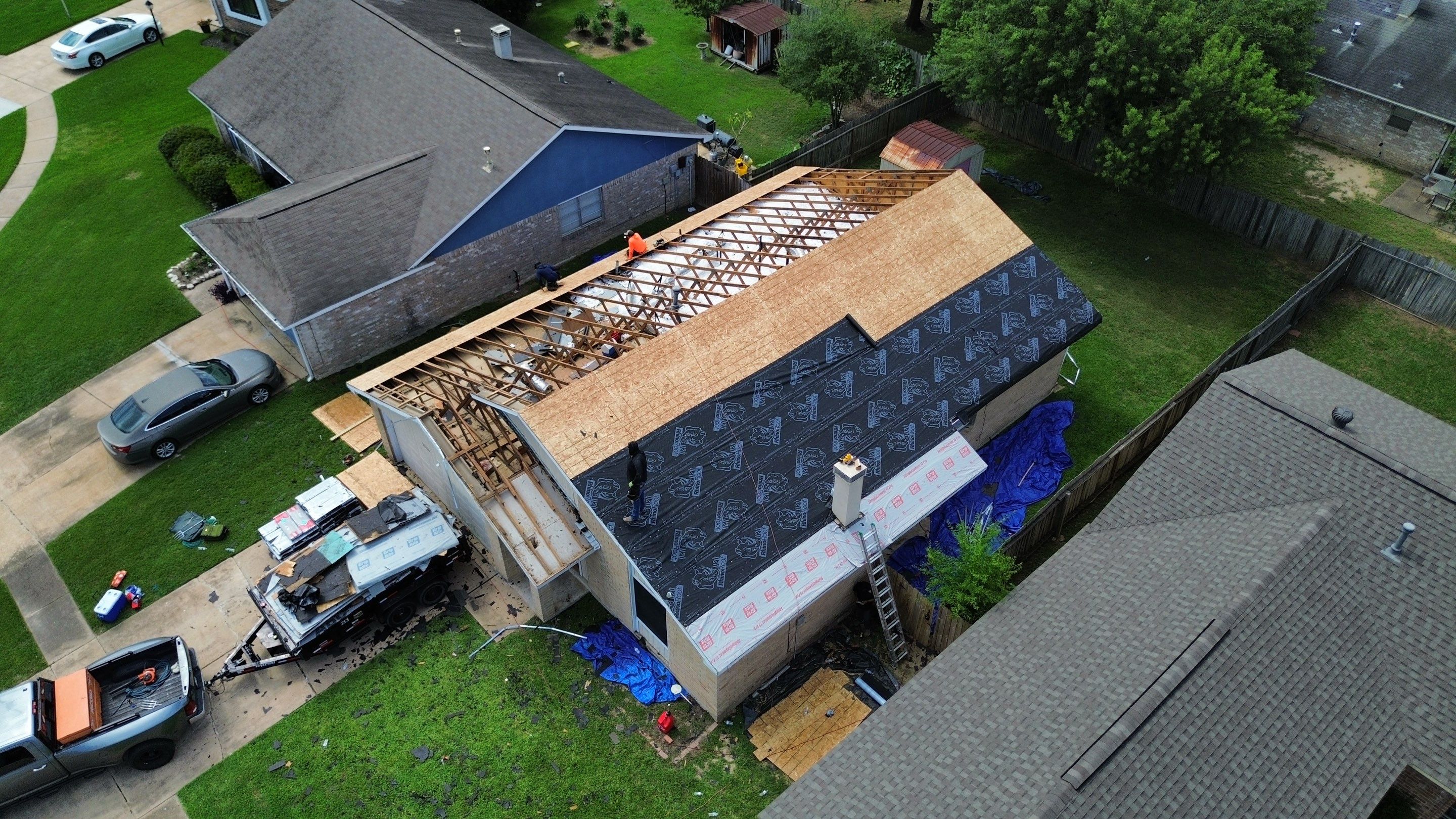 Roof remplacement with decking by CAP Roofing and Construction LLC