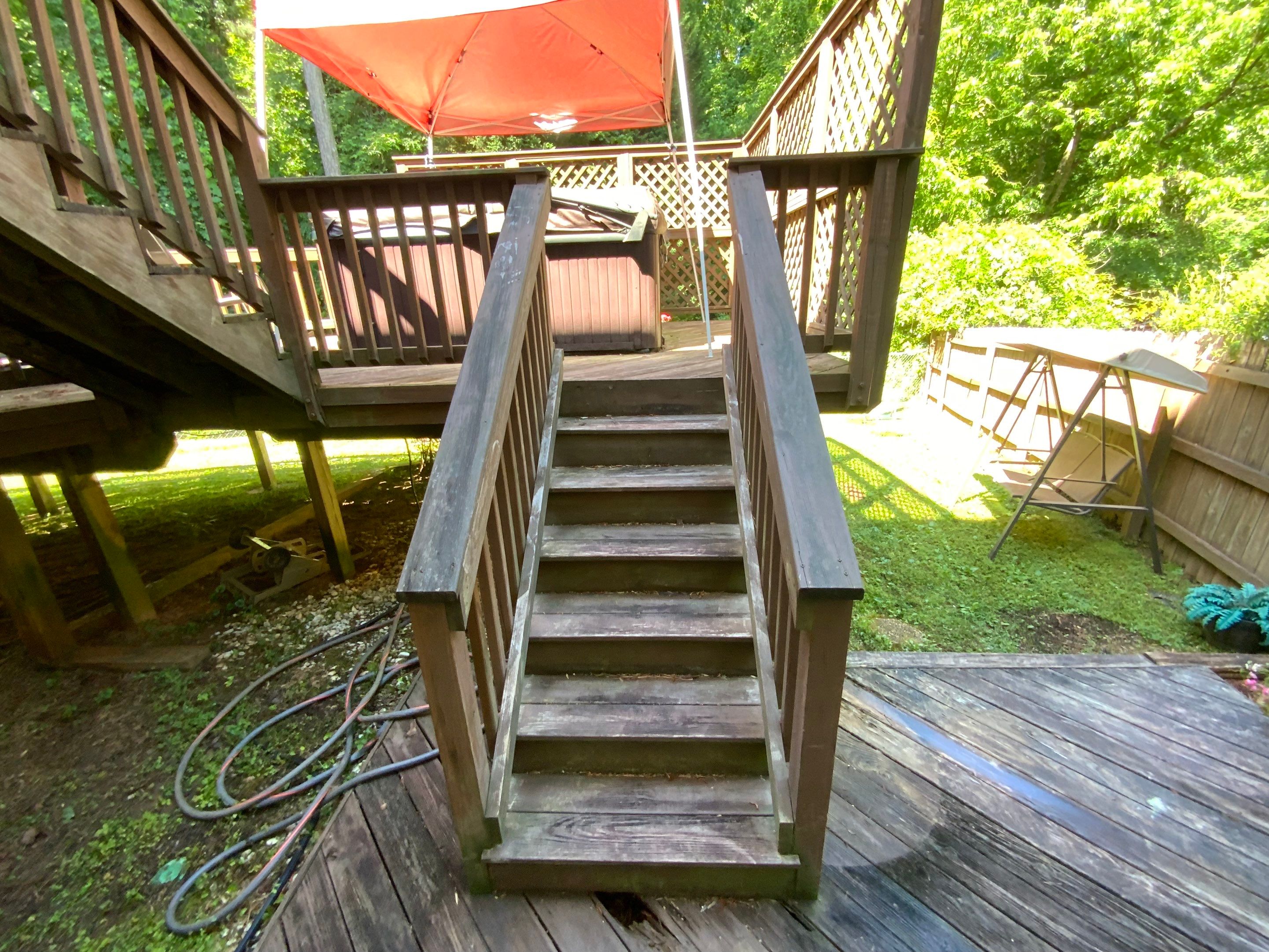 Multi-Level Wood Deck Repair and Staining in Tucker, Georgia by Swift Home Renovations