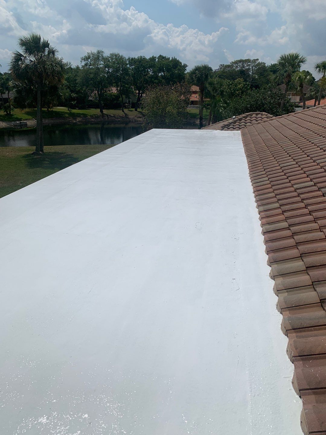 100% Silicone Roof Coating Repair using Tropical #924 Silicone Roof Coating by Morton Roofing, Inc.