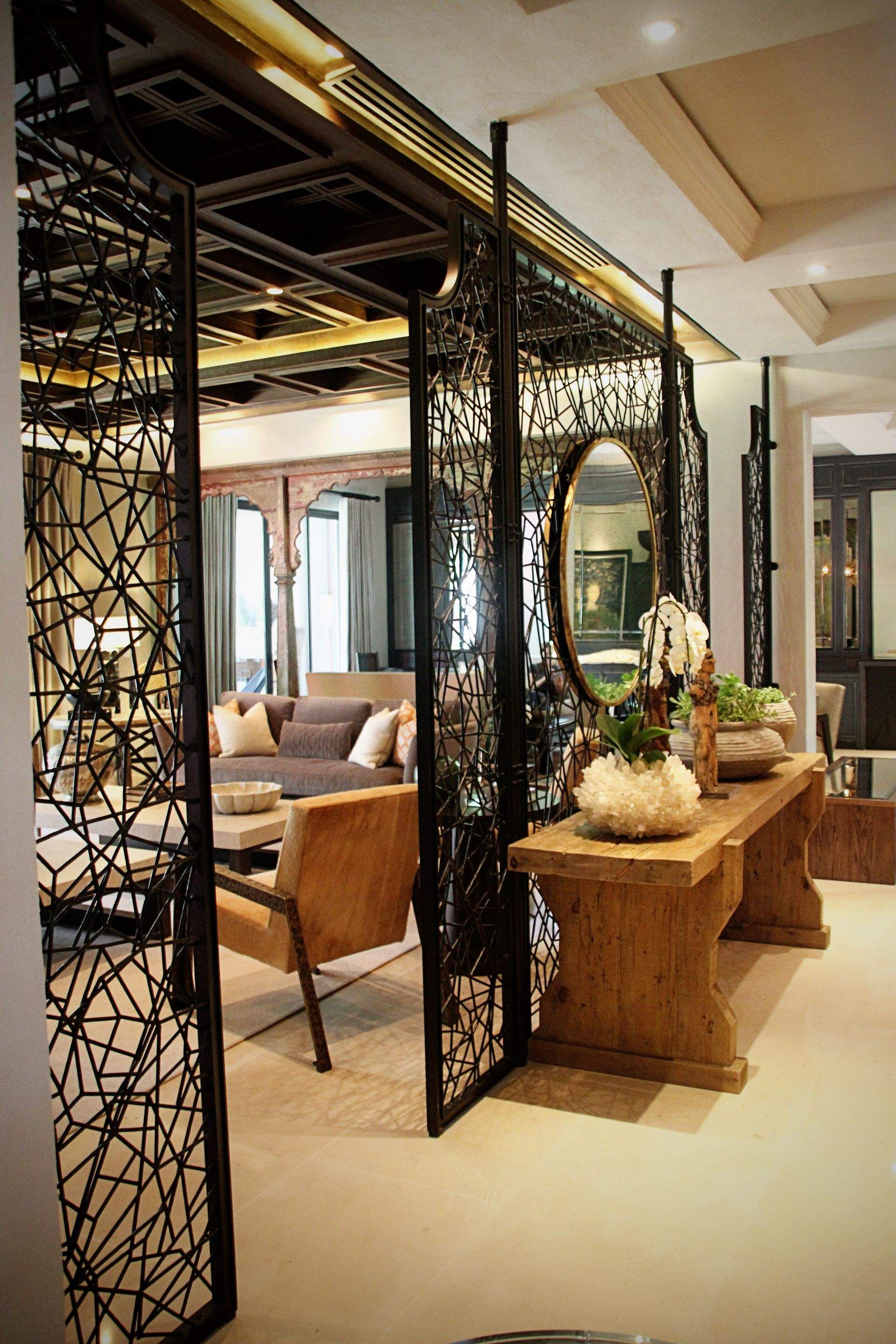 Bespoke Black Metal Geometric Room Dividers and Decorative Screens by Solara Custom Living