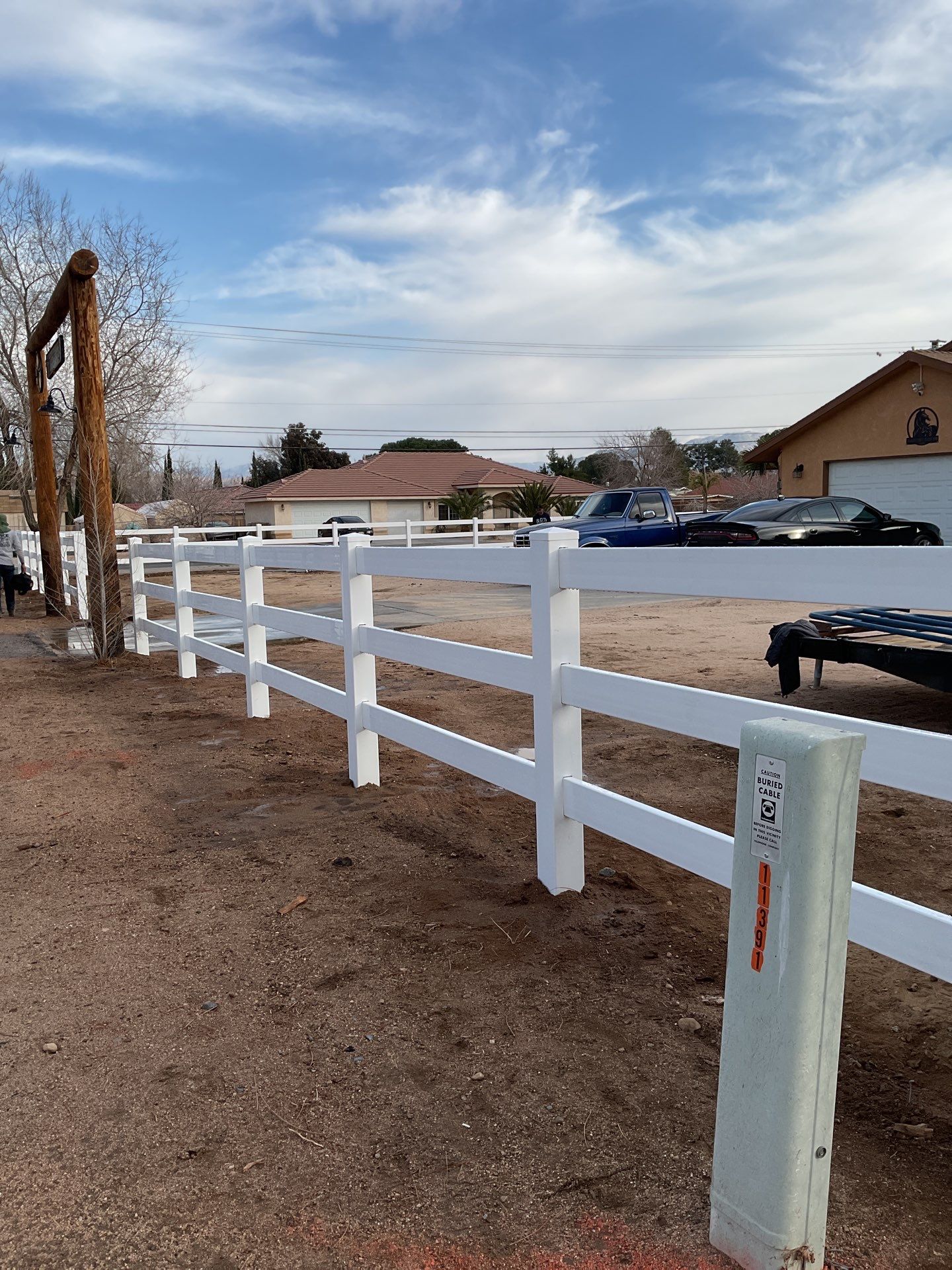 Fence Installation using Ranch Style Vinyl by Fence Guys Inc.