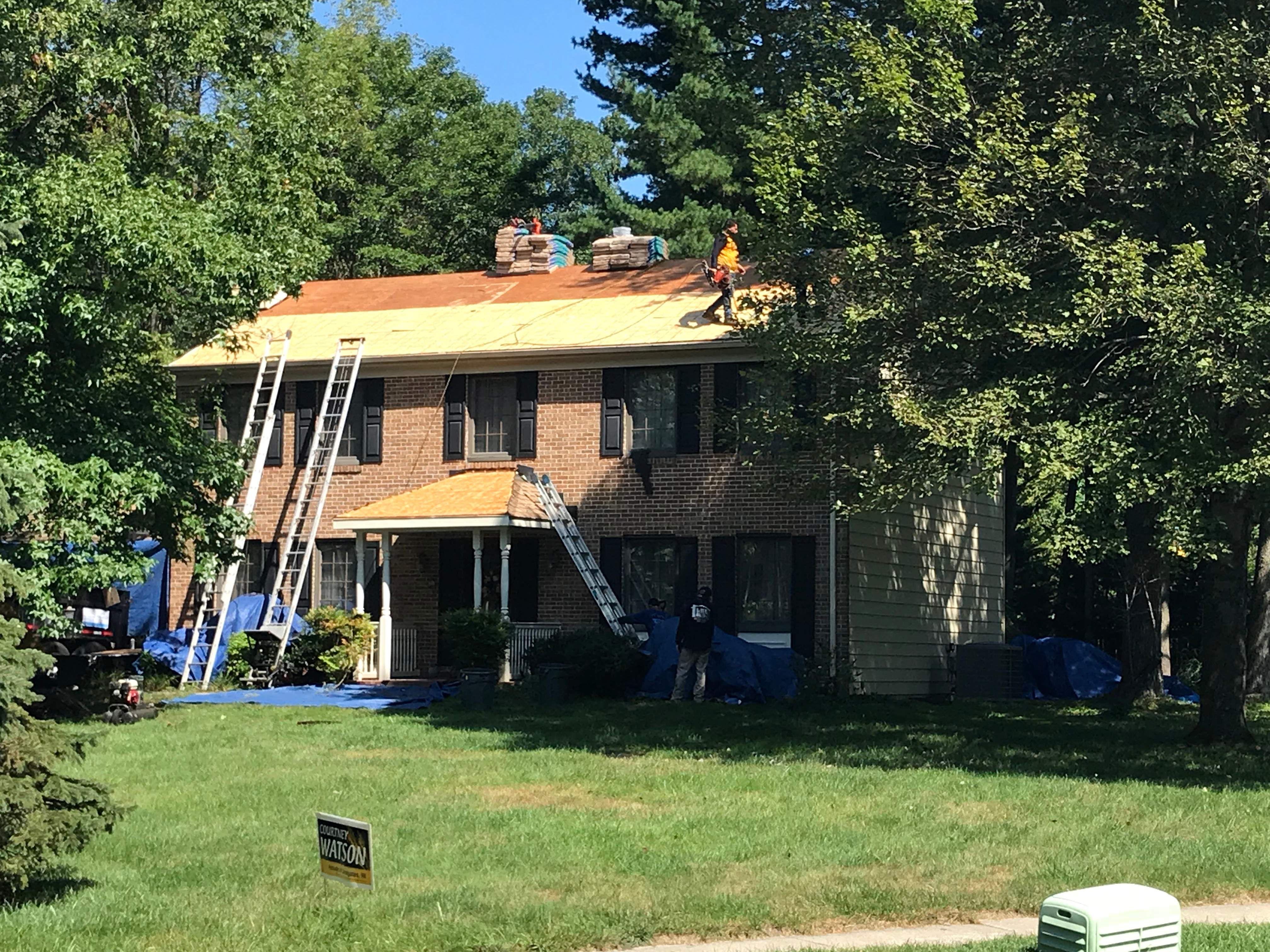 Residential Roofing Installation using Landmark Shingles Color Weatherwood by Alpha Design Services