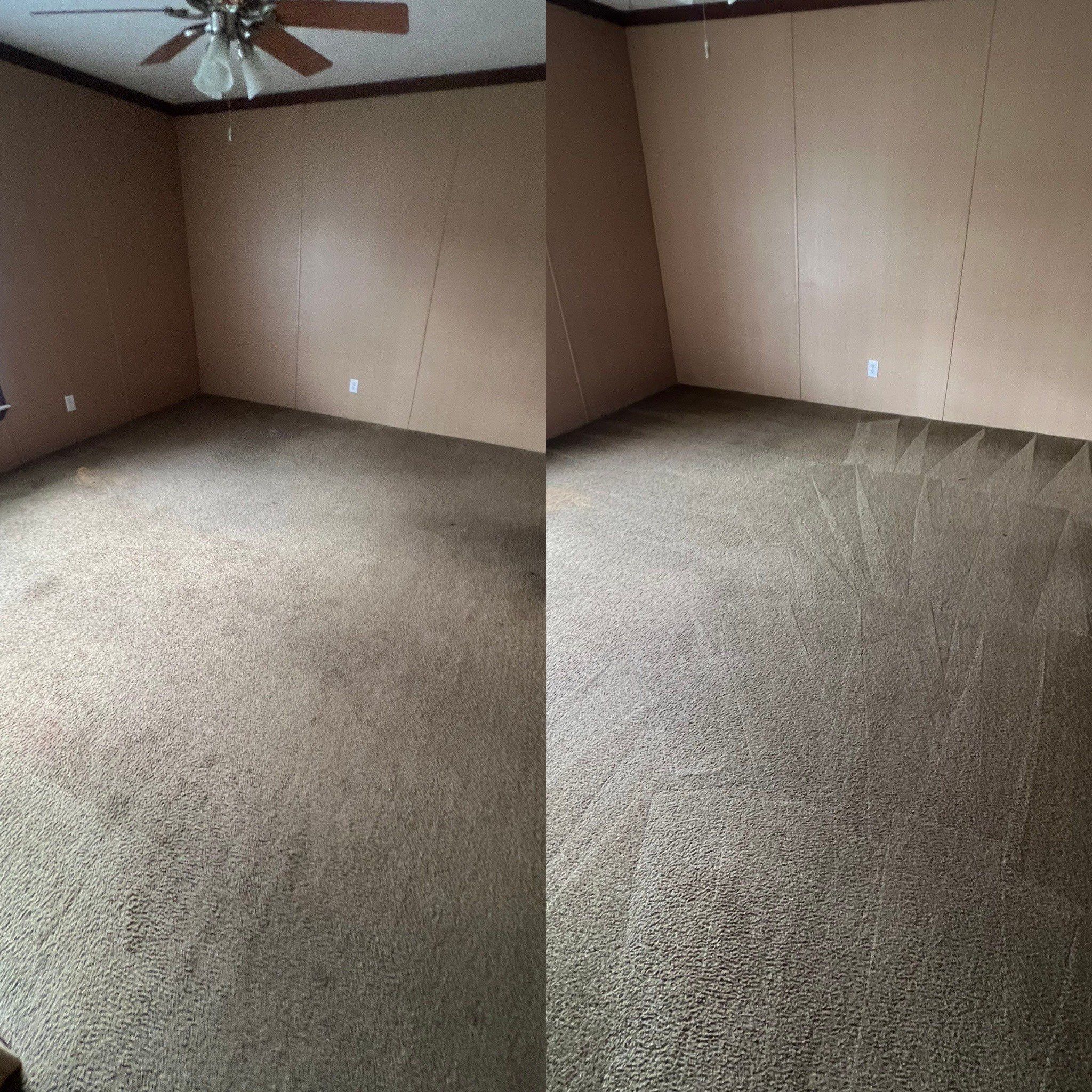 the service shows carpet cleaning where the flooring is being refreshed and dirt is removed for a clean appearance