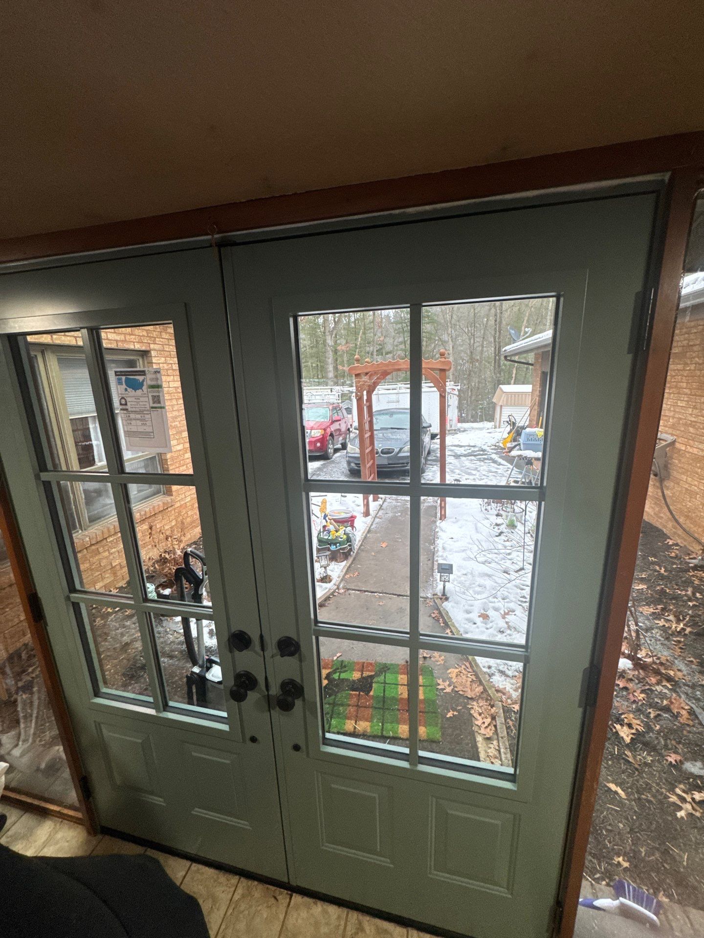 Sage Green Entry Door Replacement and Window Installation in Lykens by Esh Builders