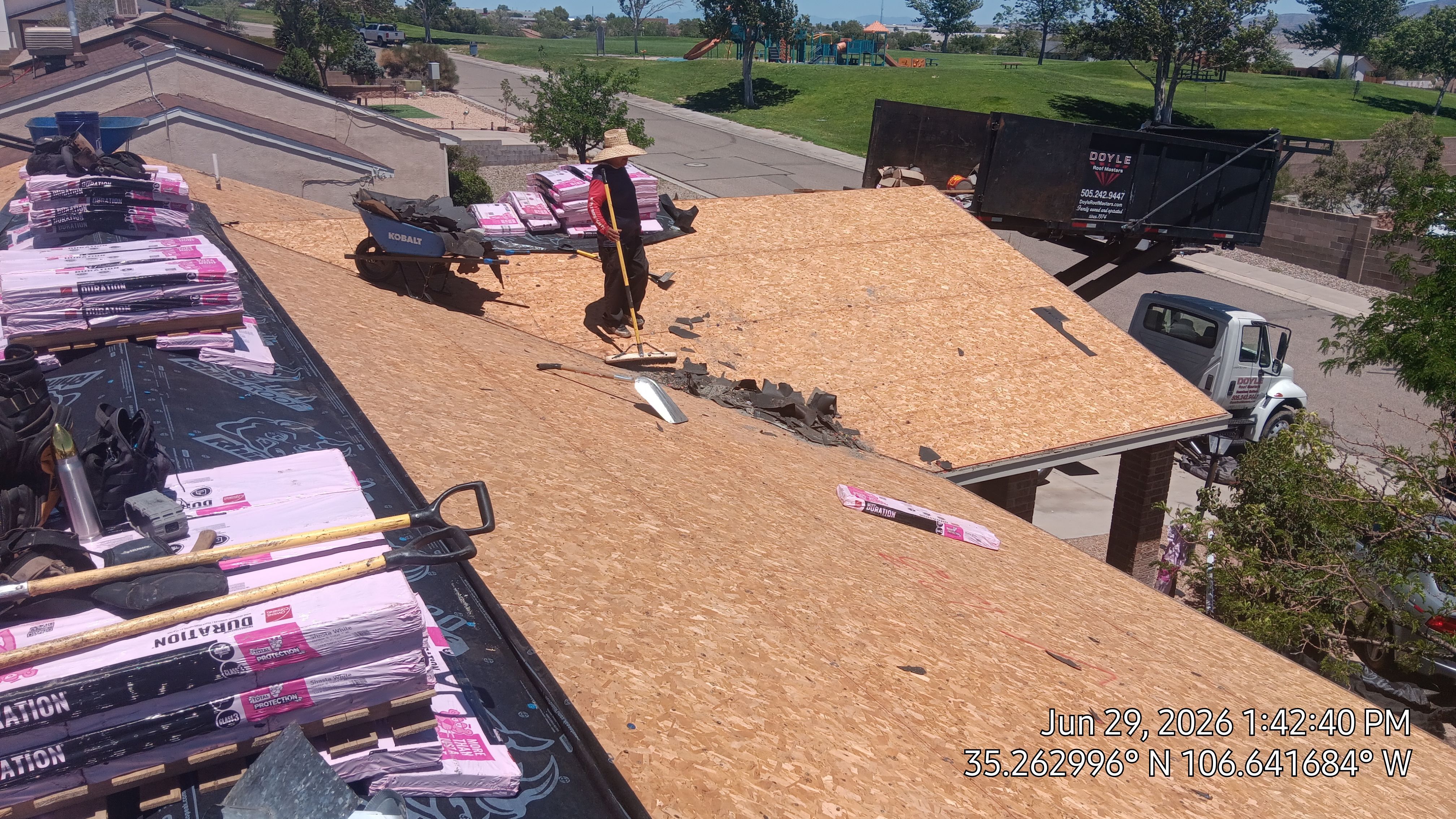 Owens Corning Shasta White Duration Shingle Roof Replacement and Decking Repair in Rio Rancho by Doyle Roof Masters Inc