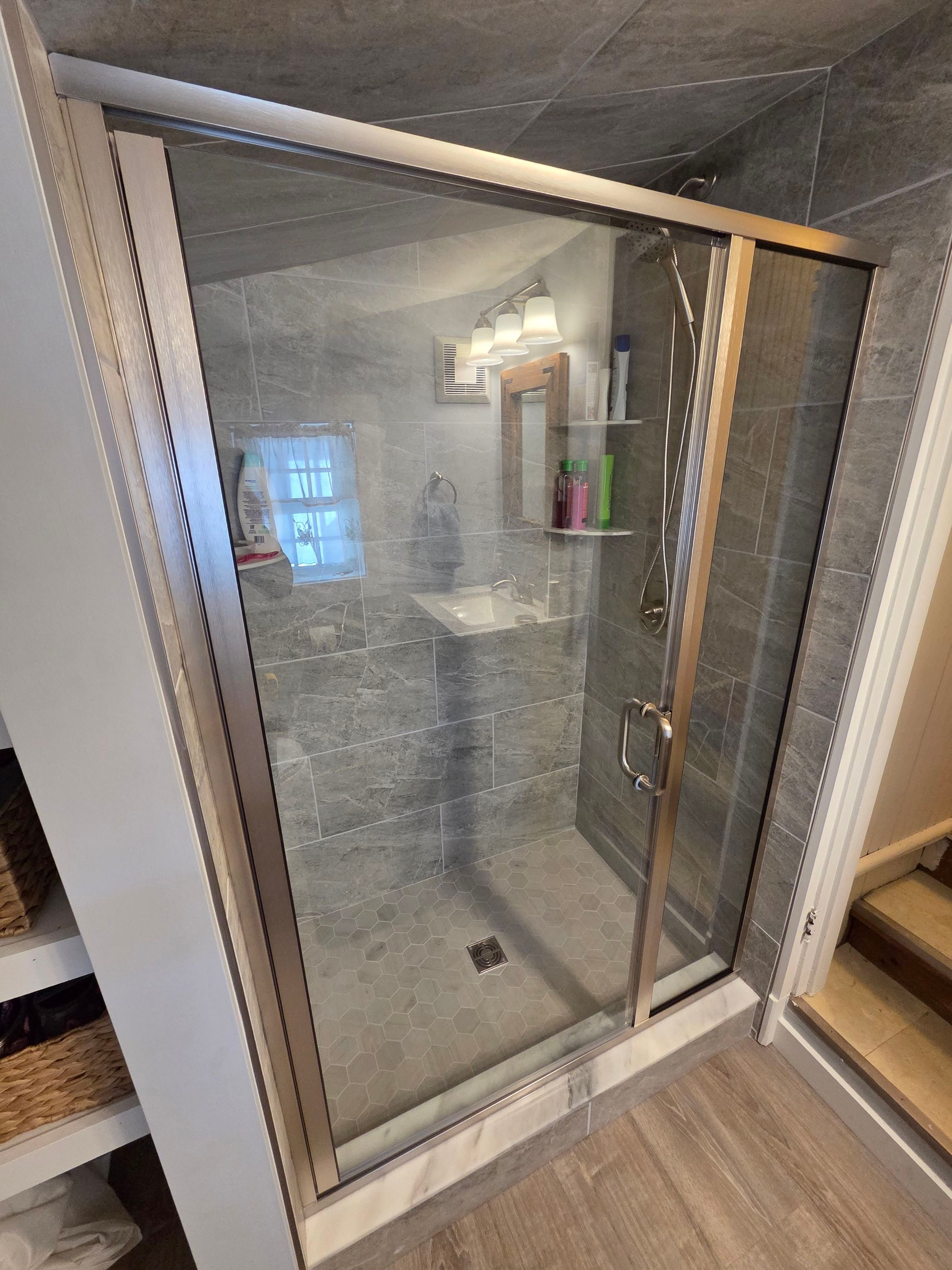 Bathroom Remodel using Alumax Shower by Cheshire Glass Company