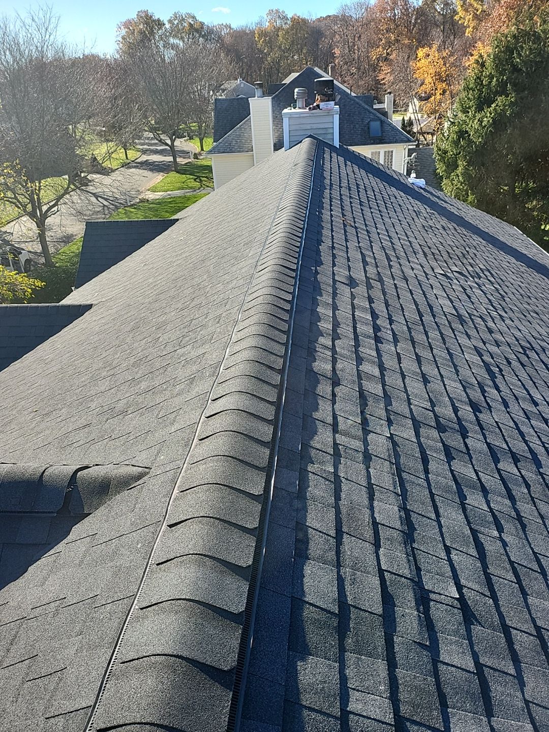 Residential Roofing Installation using Certainteed Landmark Moire Black by A Plus Exterior