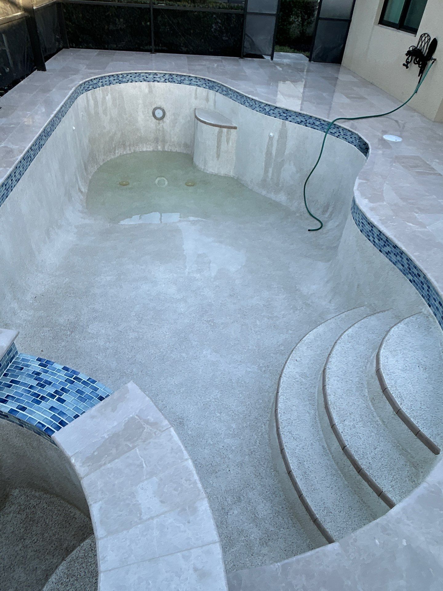 Pool Deck Renovation | Pool Coping & Tile Upgrade | Textured Marble Natural Stone - Bonita National Golf & Country Club by Old Town Pavers Llc