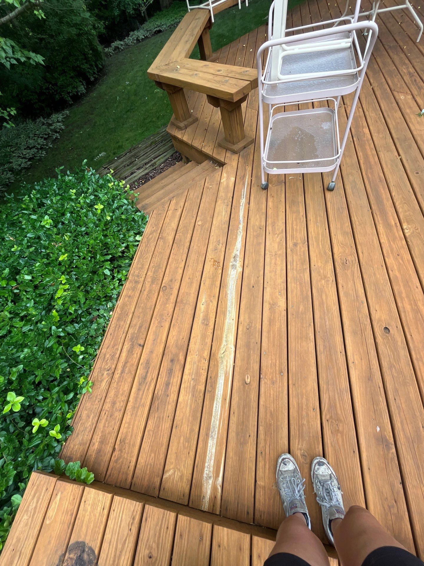 Wood cleaning and staining using Algaecide, soft wash soap by Northern Power Washing LLC.