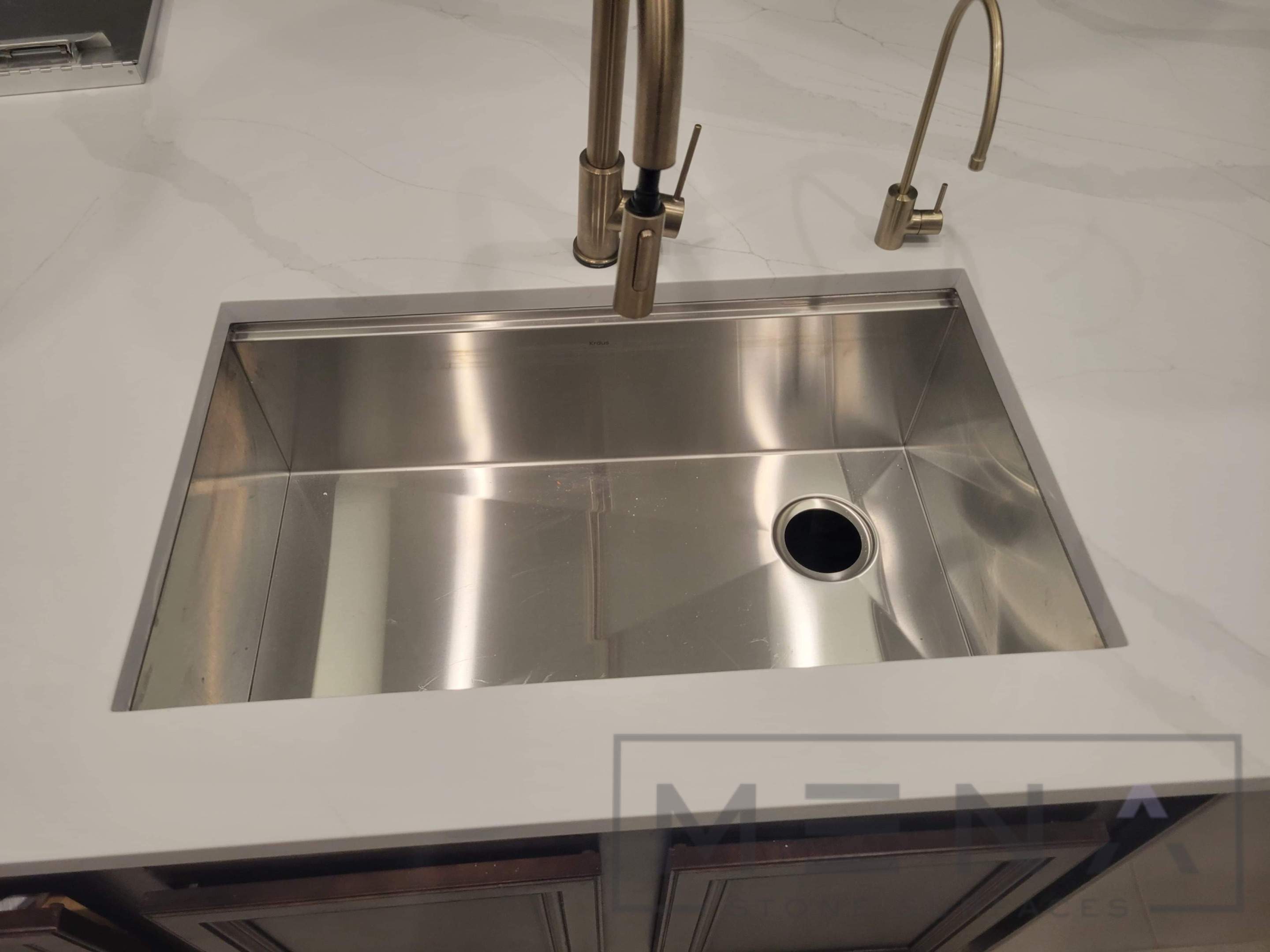 Quartz Countertop and Matching Backsplash Installation in San Antonio by Mena stone surfaces