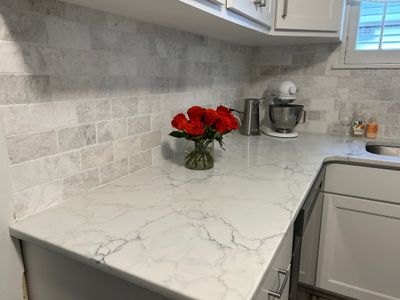 Natural Marble Tile Backsplash Installation in Louisville