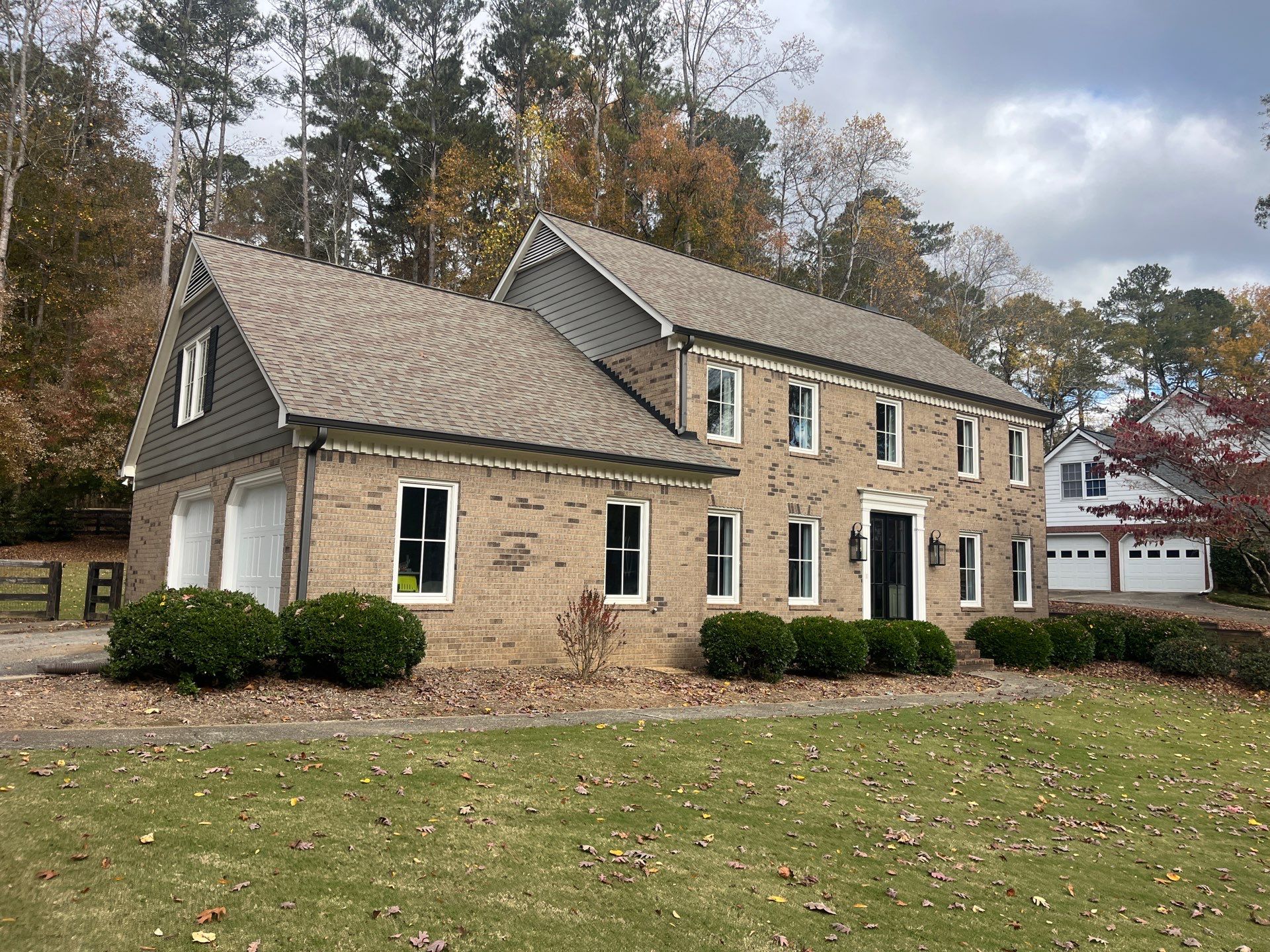 Romabio Brick Lime Wash and Cedar Tongue & Groove Porch Ceiling Installation in Marietta, GA by Nelson Exteriors 