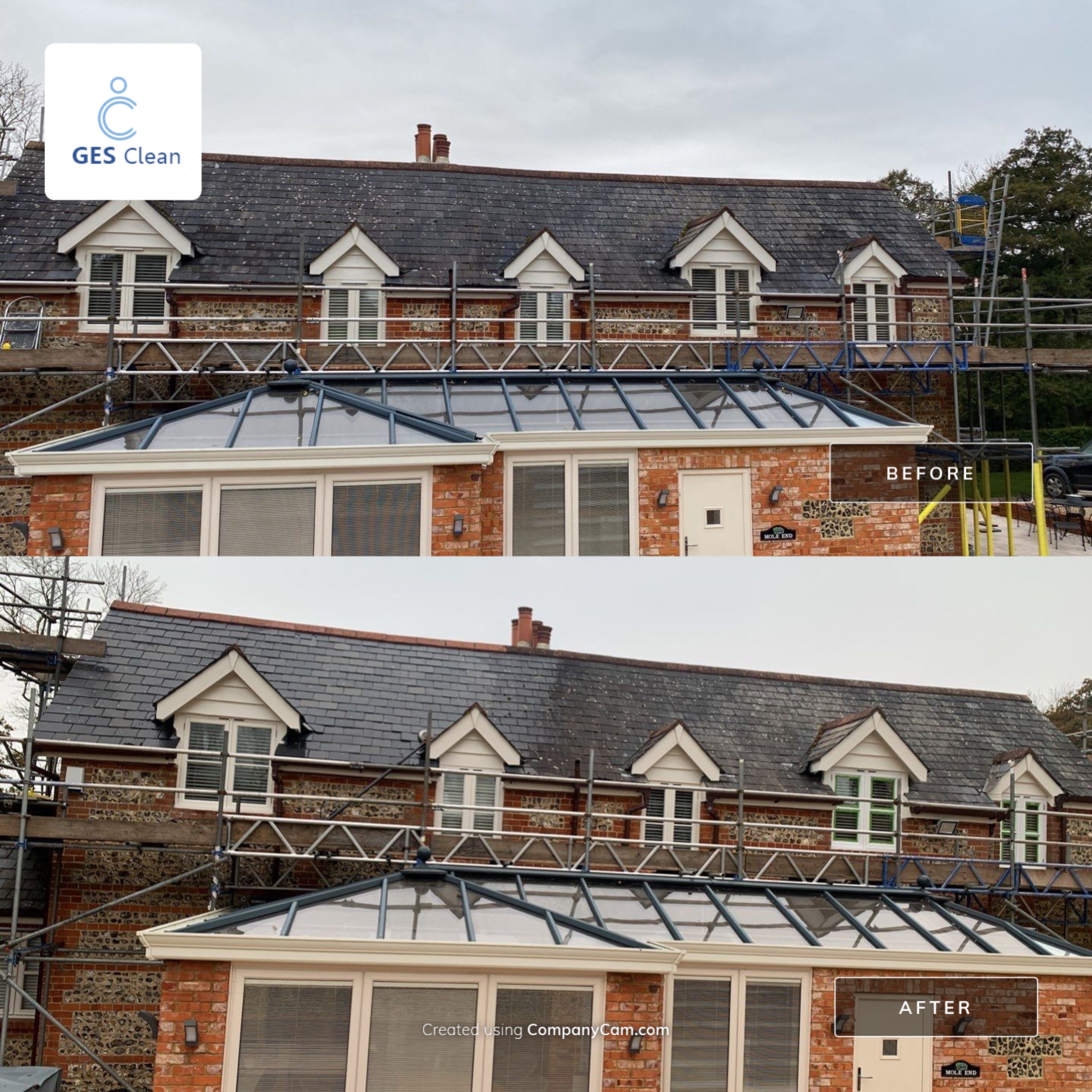 Roof Clean using Mosmatic FSC and Biocide by Ges Exterior Cleaning ltd