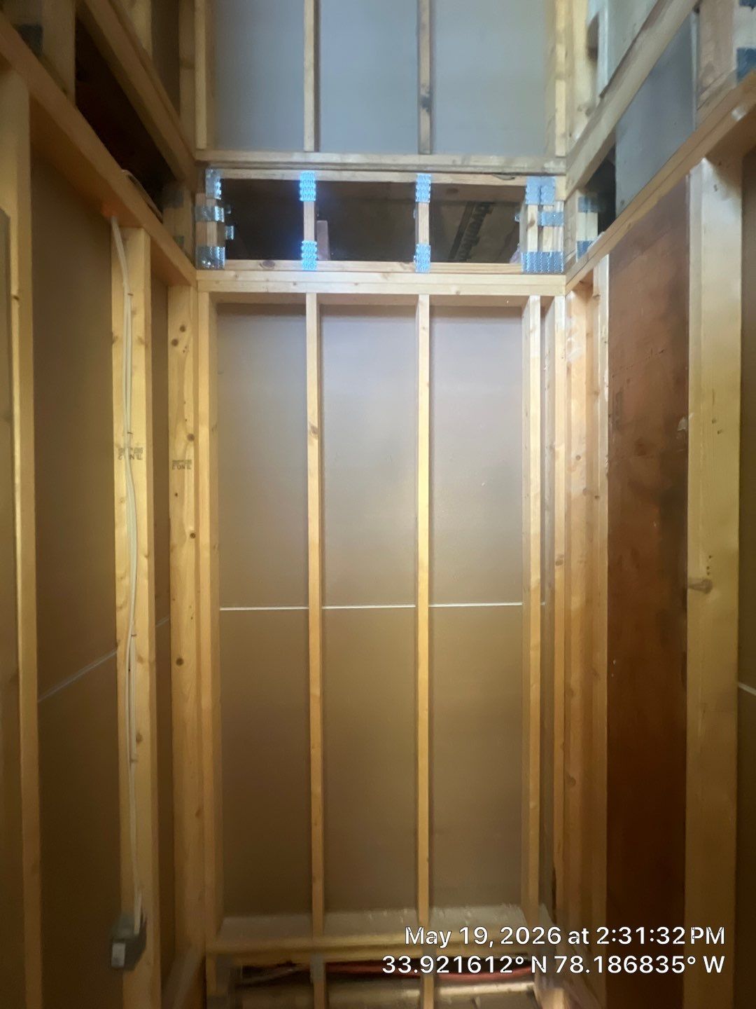Residential Elevator Shaft Framing in Oak Island, NC by RGR Construction and Roofing, LLC