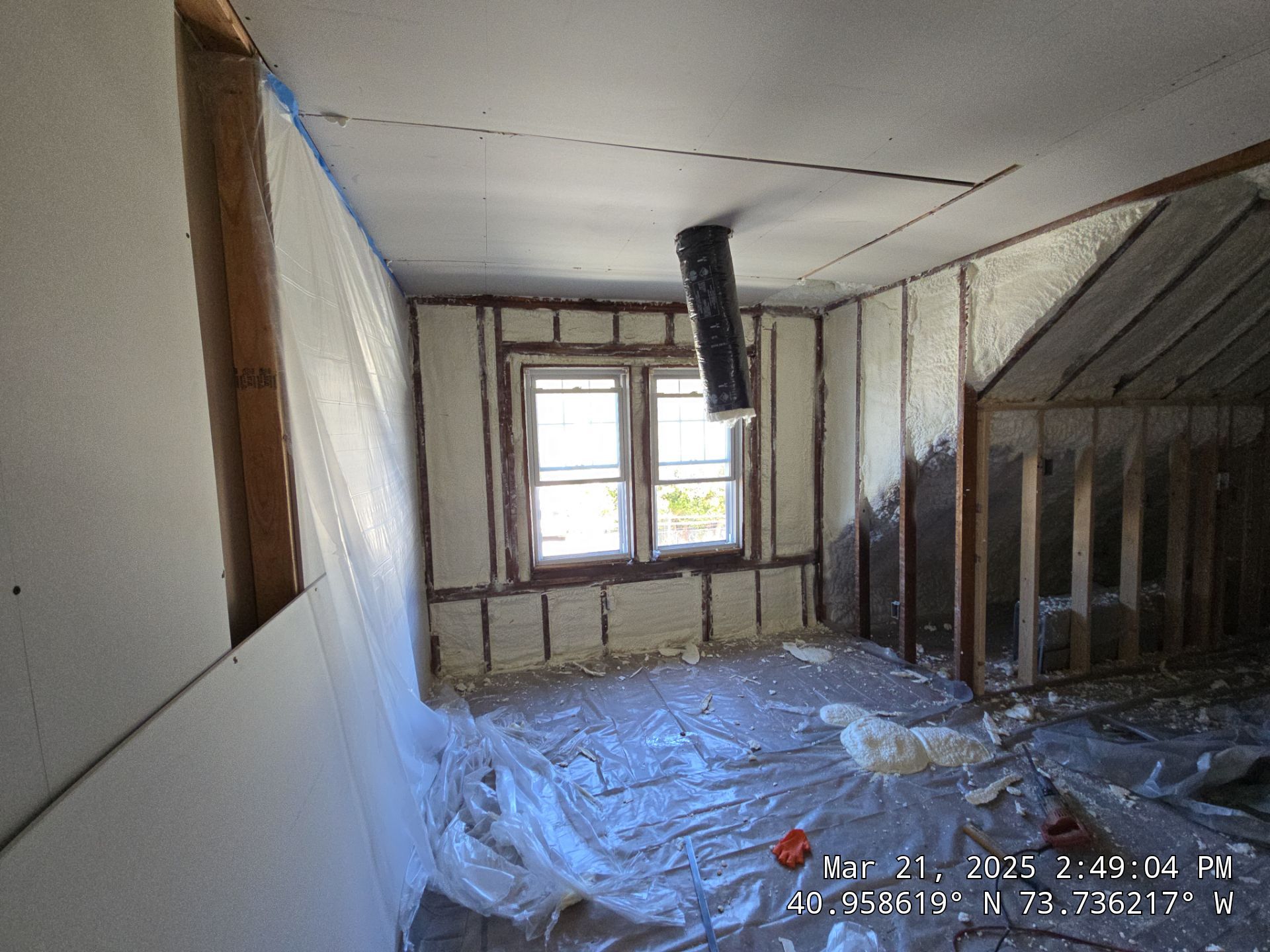 Attic Insulation using open cell spray foam by NYS Foam & Energy