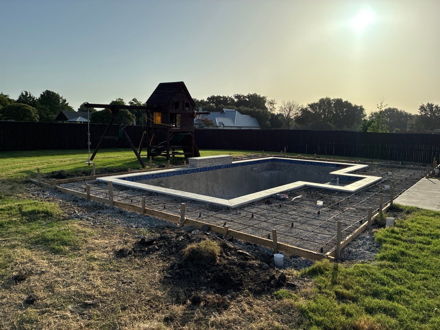 Custom In-Ground Rectangular Pool Installation in Wylie by Hobert Pools