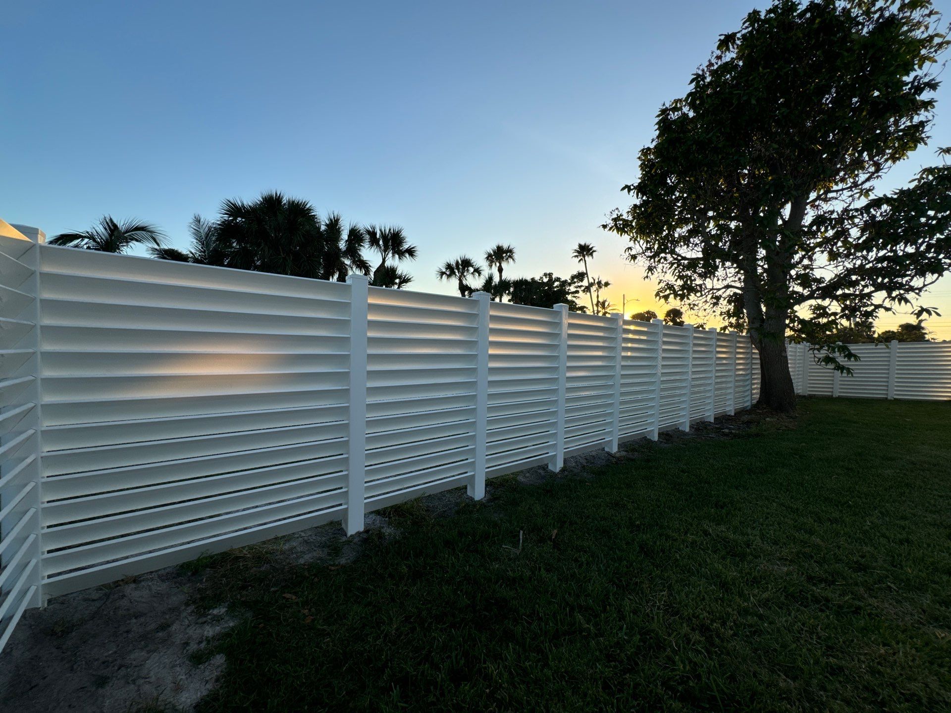 Louvered Vinyl Privacy Fence - White by Asap fence and gates, LLC