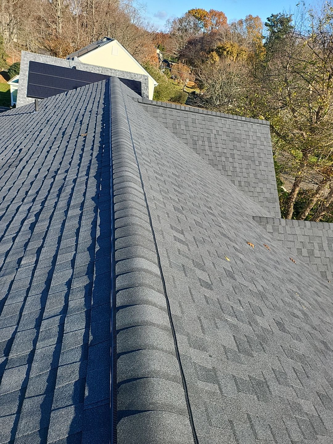 Residential Roofing Installation using Certainteed Landmark Moire Black by A Plus Exterior