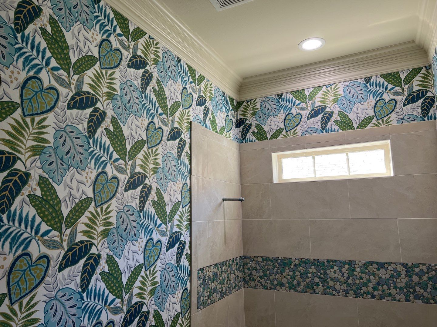 Wallpaper Installation in the Bathroom by Nomad Painting