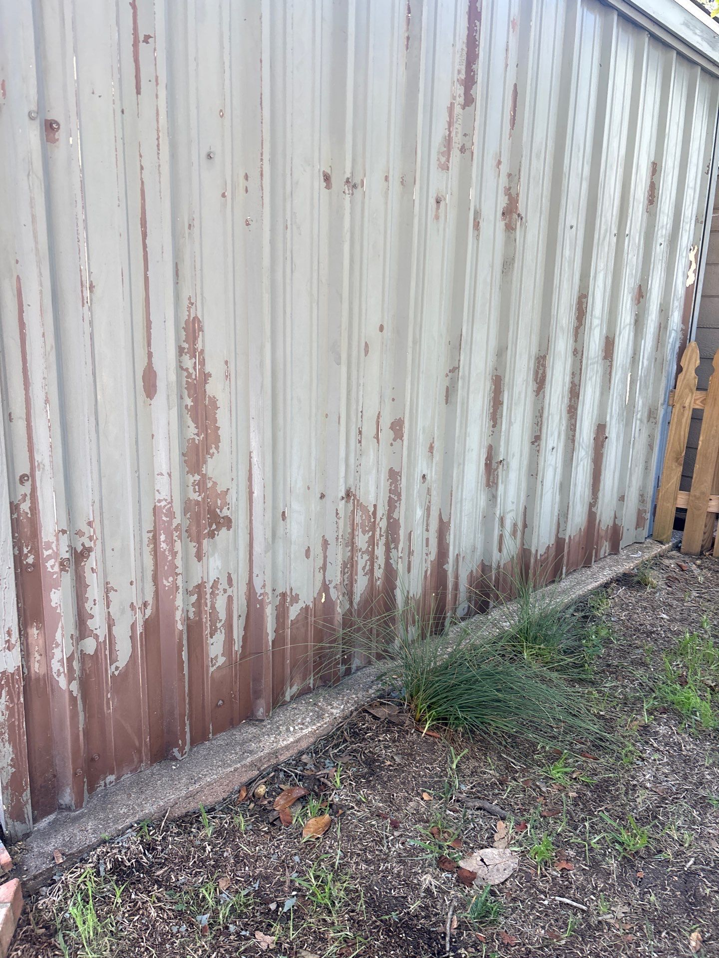 Exterior Painting in Flint, TX | White Brick Home & Metal Building with Sherwin-Williams Duration by Quality Coats Painting