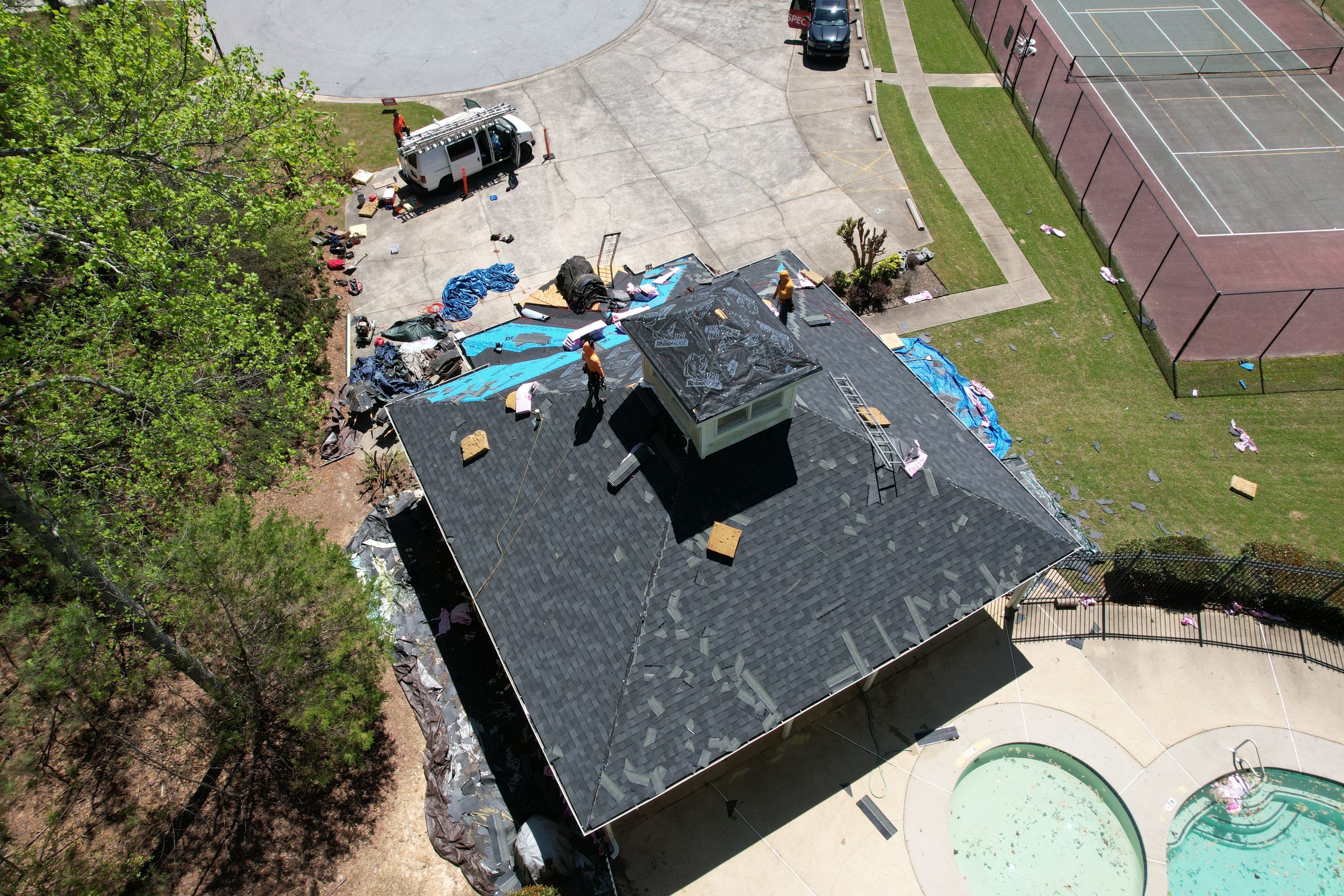Pool House Roof Replacement using Owens Corning Onyx Black by Inspector Roofing and Restoration