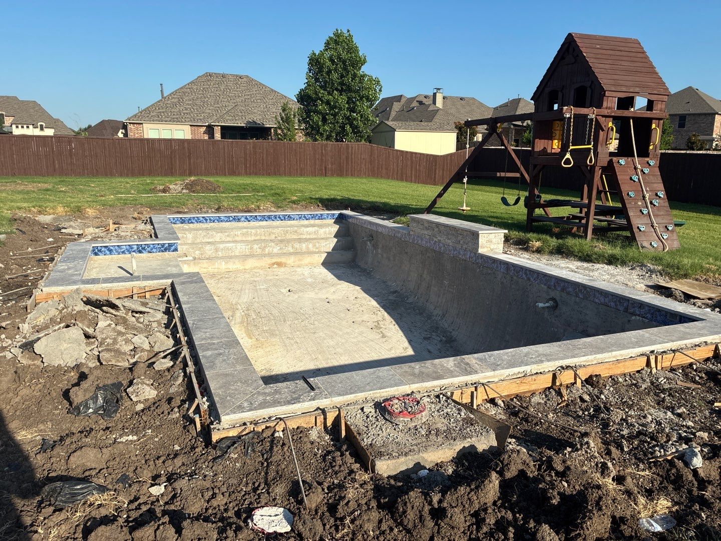 Custom In-Ground Rectangular Pool Installation in Wylie by Hobert Pools