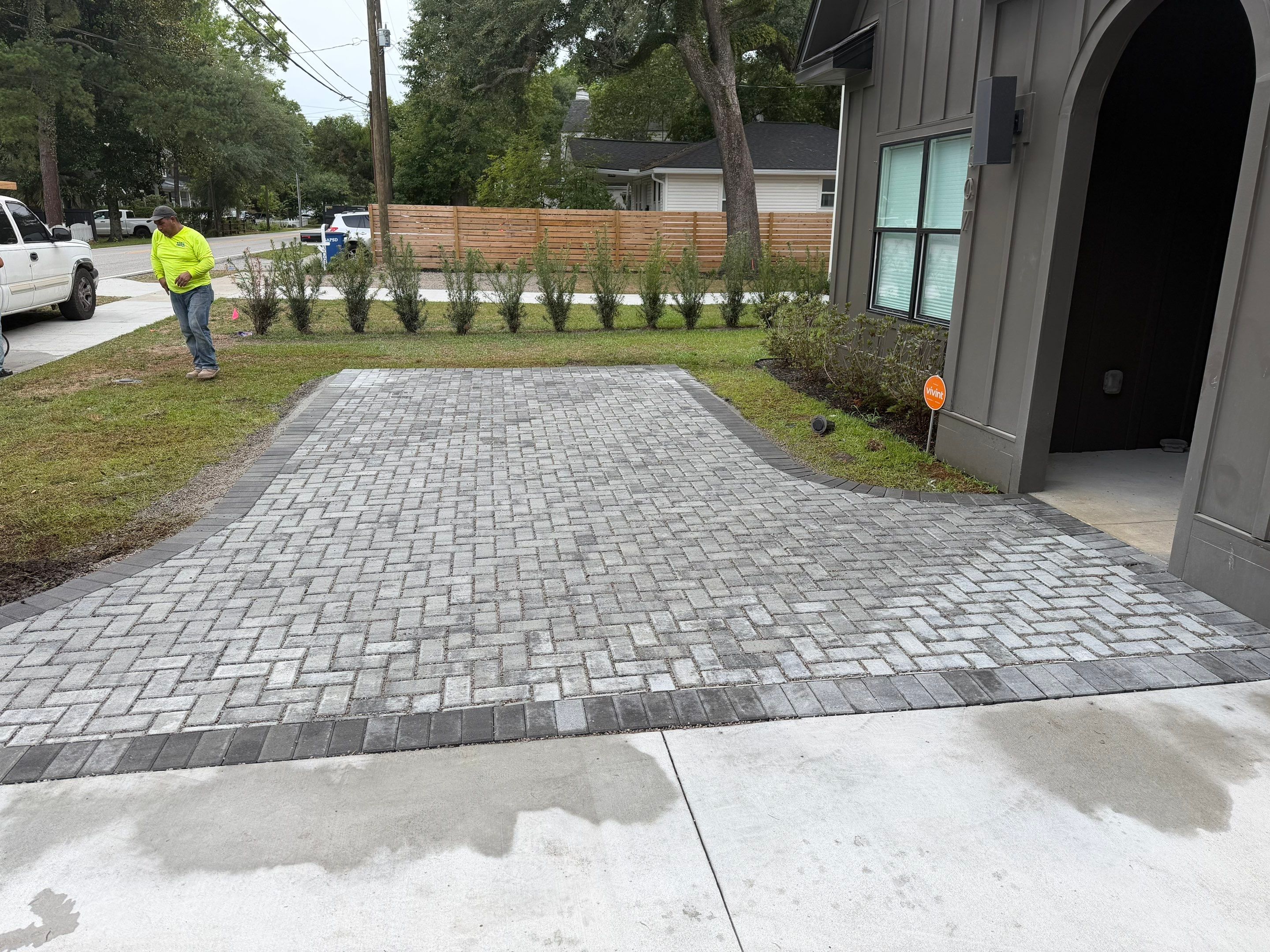 Permeable Paver Driveway Extension and Walkway in Charleston by Lowcountry Scapes, LLC