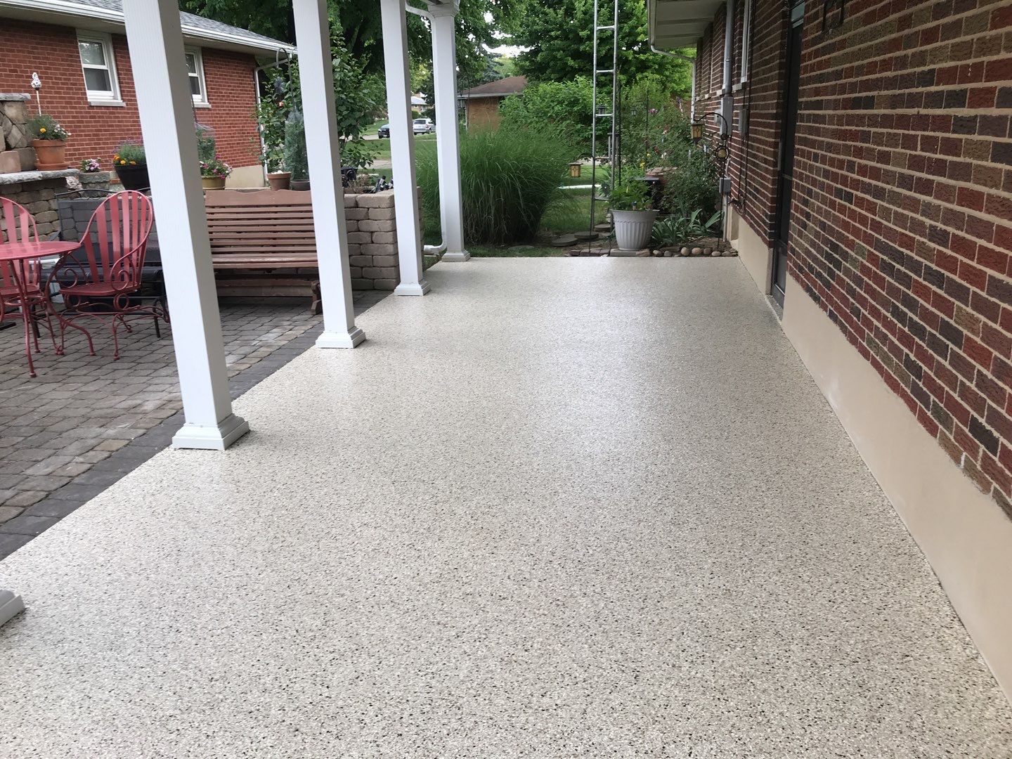 Garage Floor and Patio using Driftwood by Your1DayFloor.com