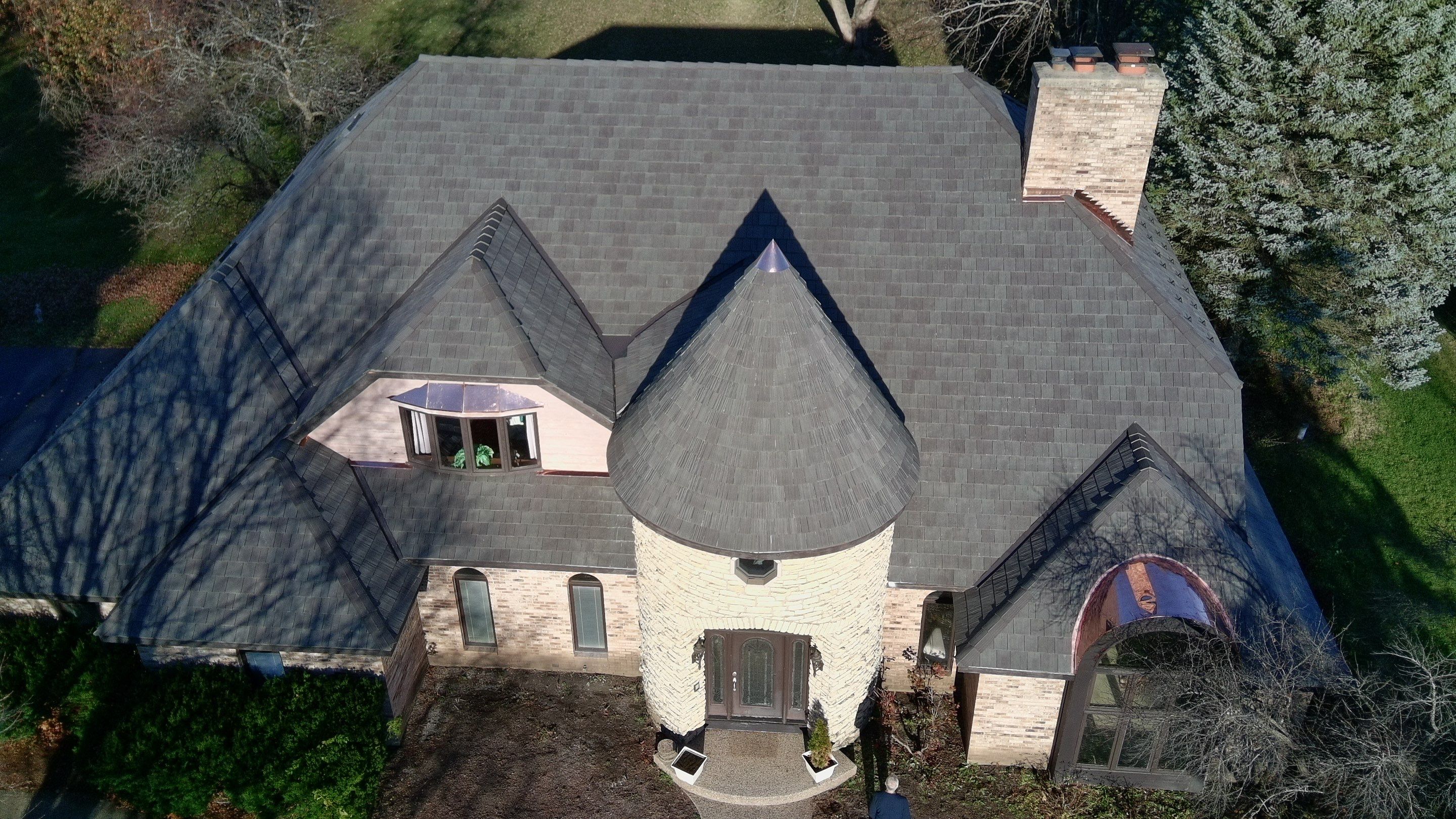 Re-roof: Synthetic Shake & Custom Copper by Midwest Building Solutions
