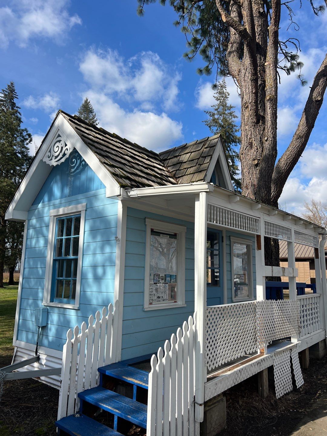 Cedar Shake Install using #1 Blue Label Cedar Shingles for the Albany Visitors Association  by Orezona Building & Roofing Company, Inc.