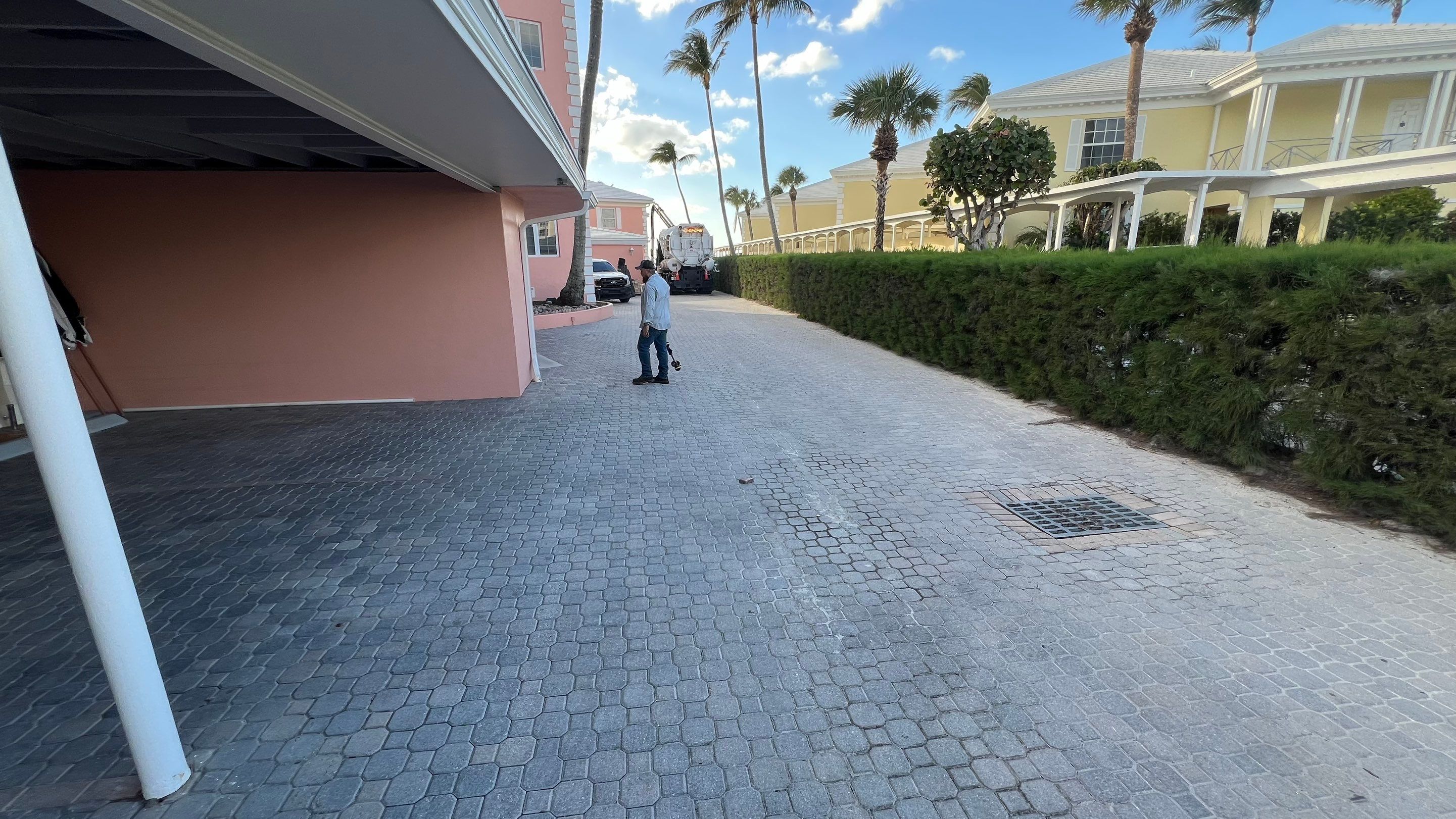 Catch Basin Cleaning After Hurricane Milton Naples Condo by APS Power & Water