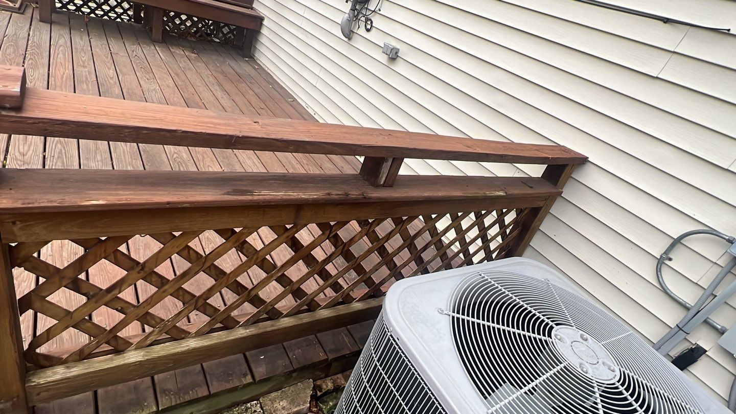 Wood cleaning and staining using Armstrong cloark oil stain by Northern Power Washing LLC.