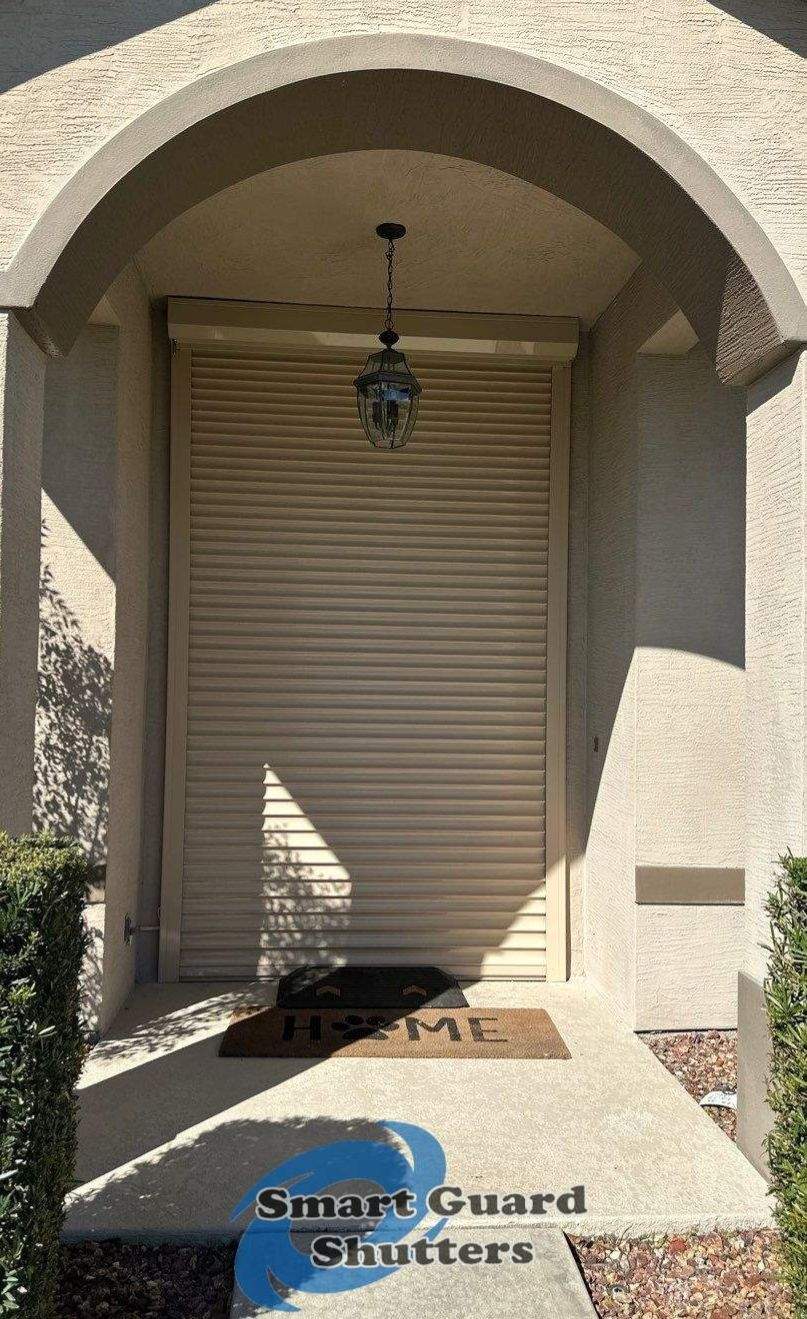 Rolling Shutter in Beige by Smart Guard Shutters