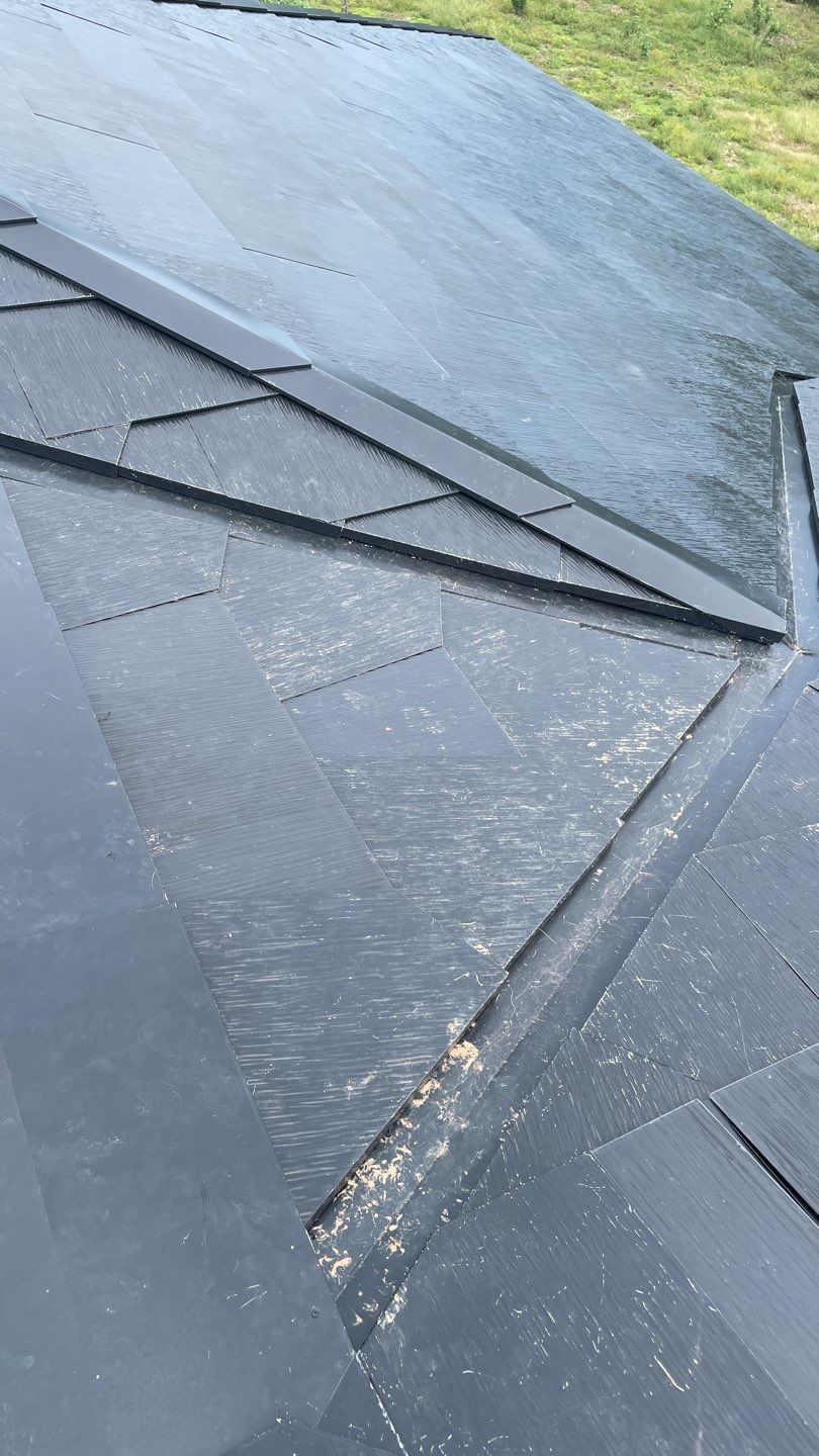 Tesla Solar Roof  using Tesla Solar Roof V3 tiles by American Home Contractors