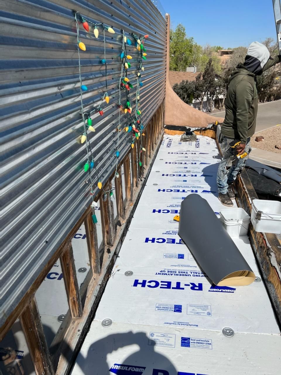 TPO Roof Replacement on entry of Albuquerque Restaurant by Doyle Roof Masters Inc