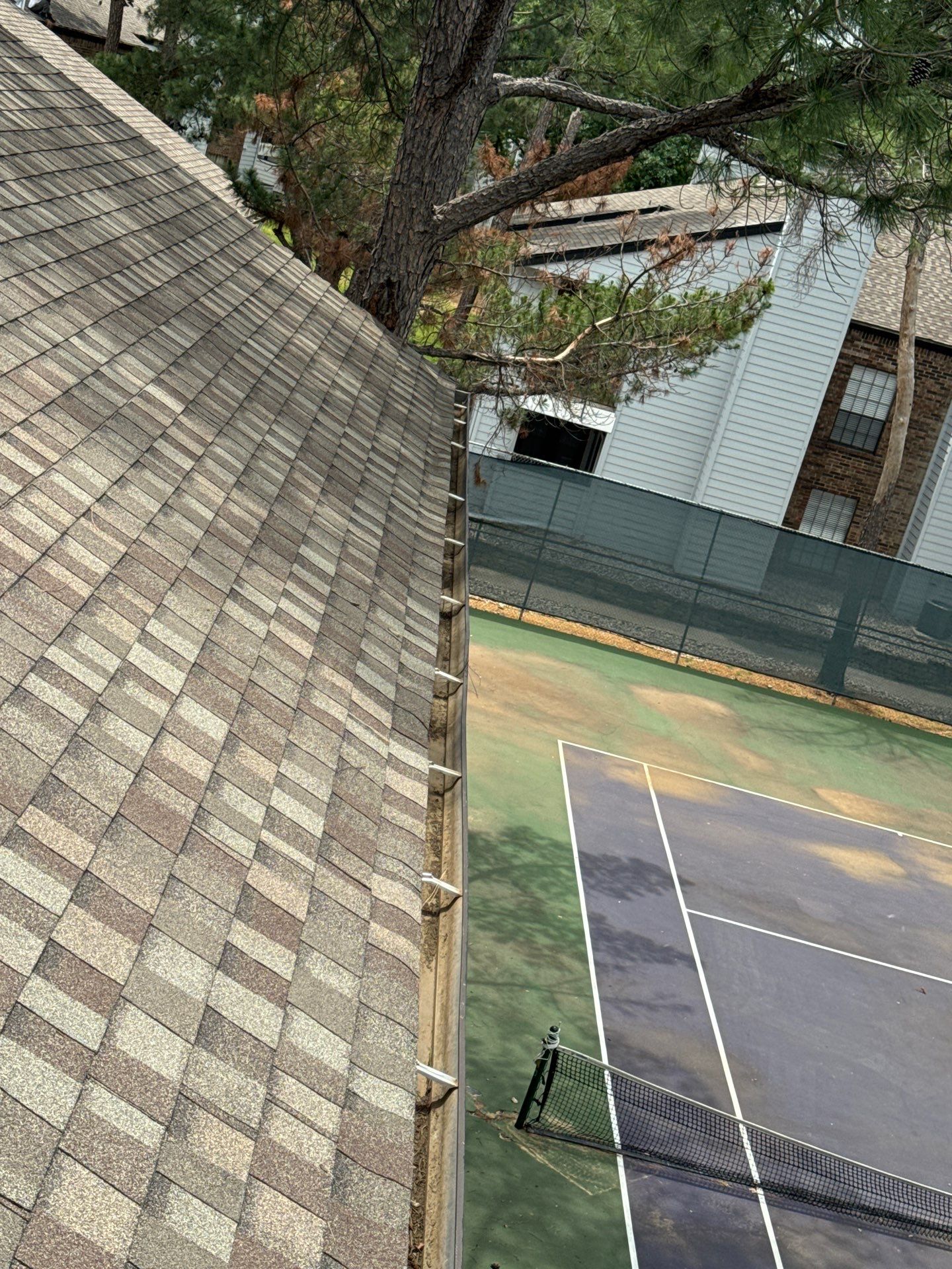 Commercial gutter cleaning Denton, TX after photo with clean gutters