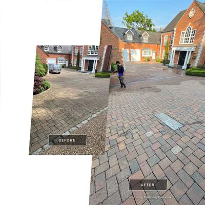 Driveway and stonework cleaning. using honda 21 ltr/min